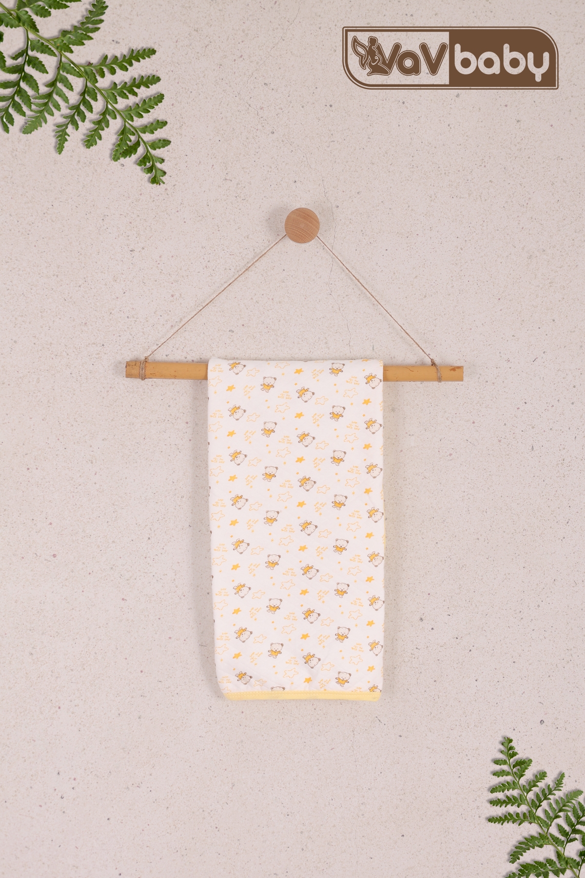VaVbaby%20Ayıcık%20Desenli%20Bebek%20Tek%20Kat%20Kapitone%20Battaniye%20Kundak%2080x90%20cm%20Sarı