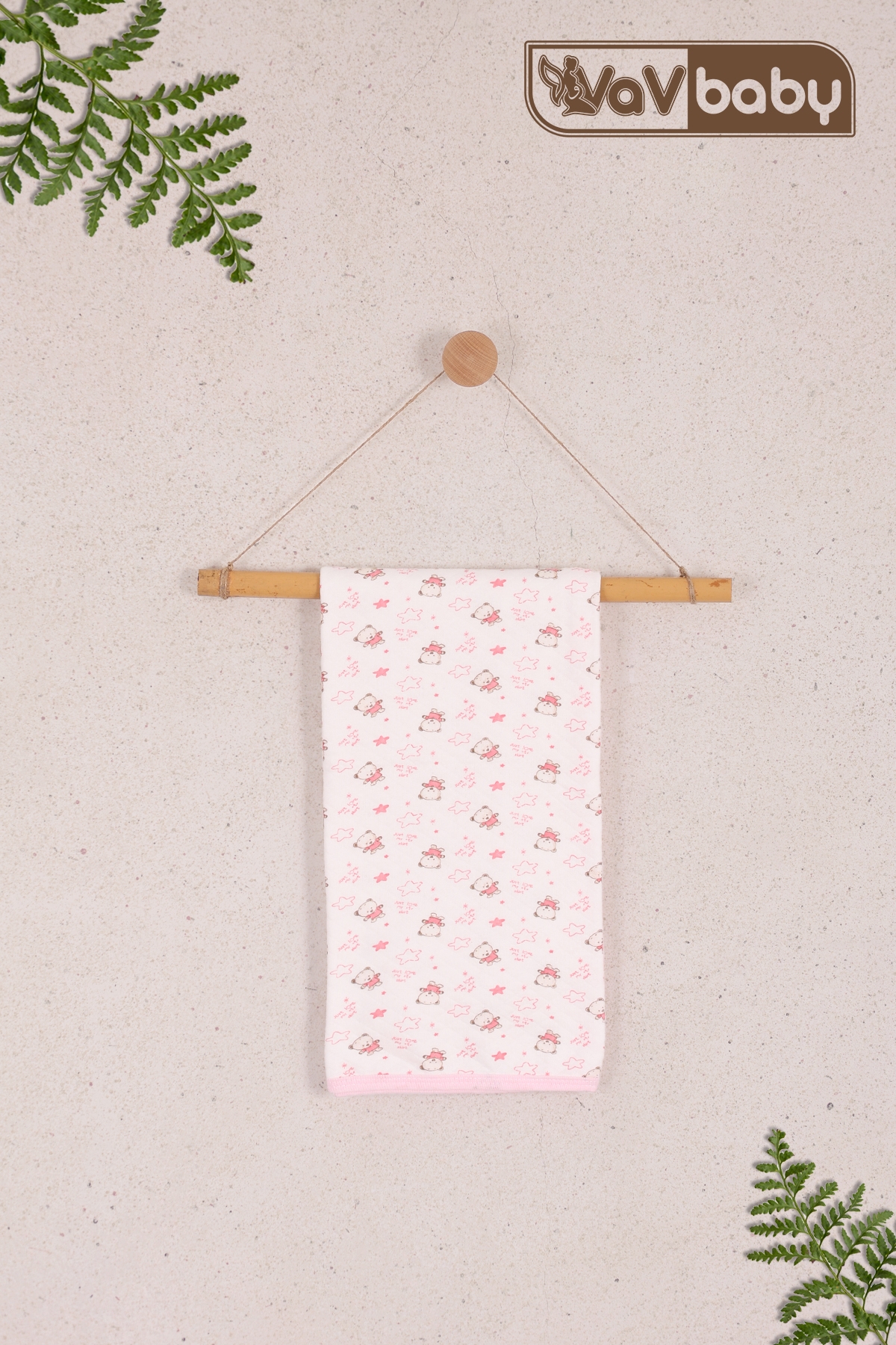VaVbaby%20Ayıcık%20Desenli%20Bebek%20Tek%20Kat%20Kapitone%20Battaniye%20Kundak%2080x90%20cm%20Pembe