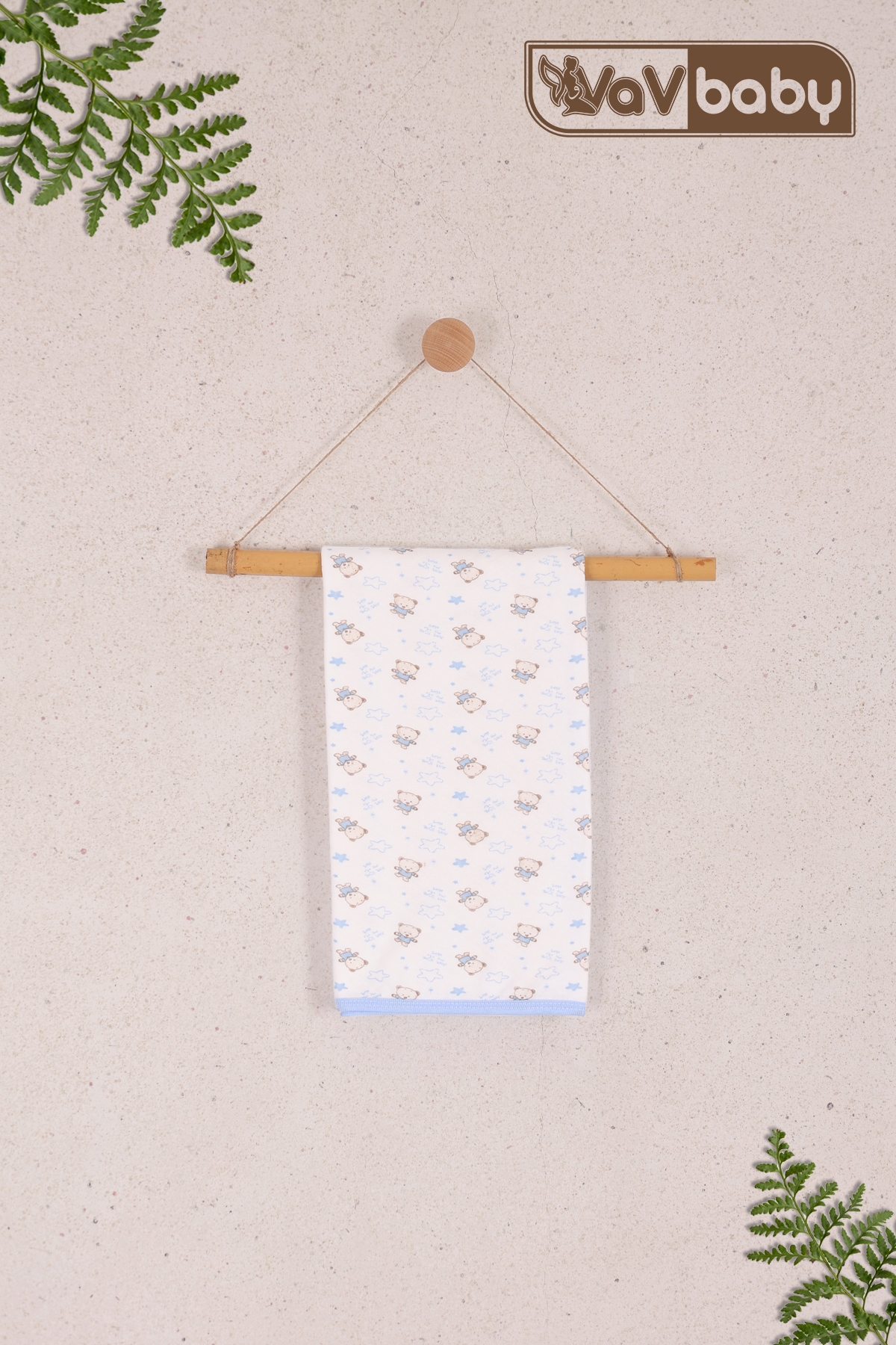 VaVbaby%20Ayıcık%20Desenli%20Bebek%20Tek%20Kat%20Kapitone%20Battaniye%20Kundak%2080x90%20cm%20Mavi