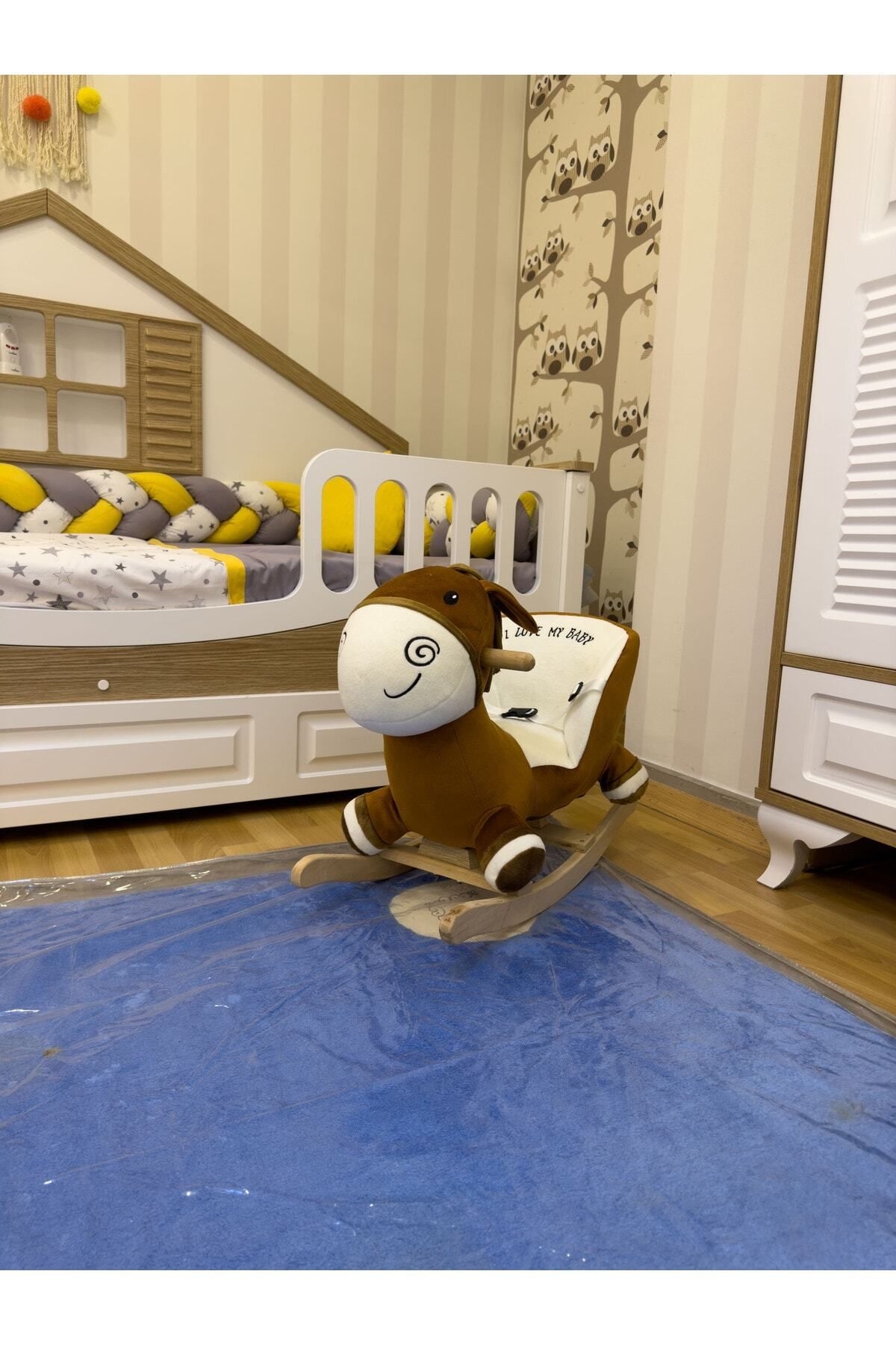 VaVbaby%20Sallanan%20At%20Ahşap%20Peluş%20Yumuşak%20-%20Eşek%20Kahverengi