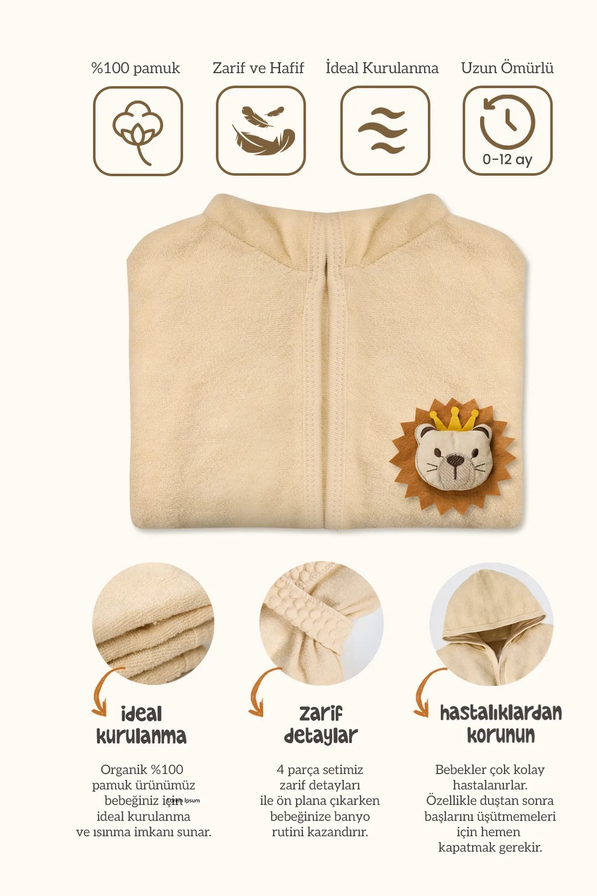 VaVbaby%20Organik%20Bambu%20Bebek%20Havlu%20Bornoz%20Seti%20Bebek%20Havlu%20Kundak%20Lion