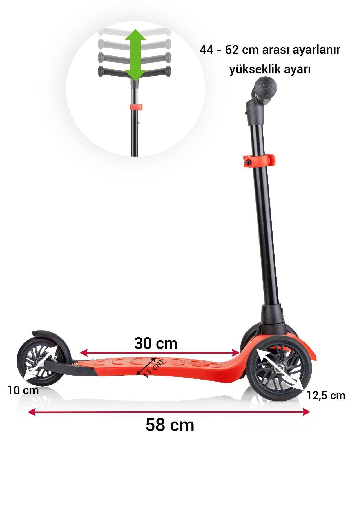 VaVbaby%203%20Tekerli%20Yükseklik%20Ayarlı%20Ziply%20Scooter%20Kırmızı