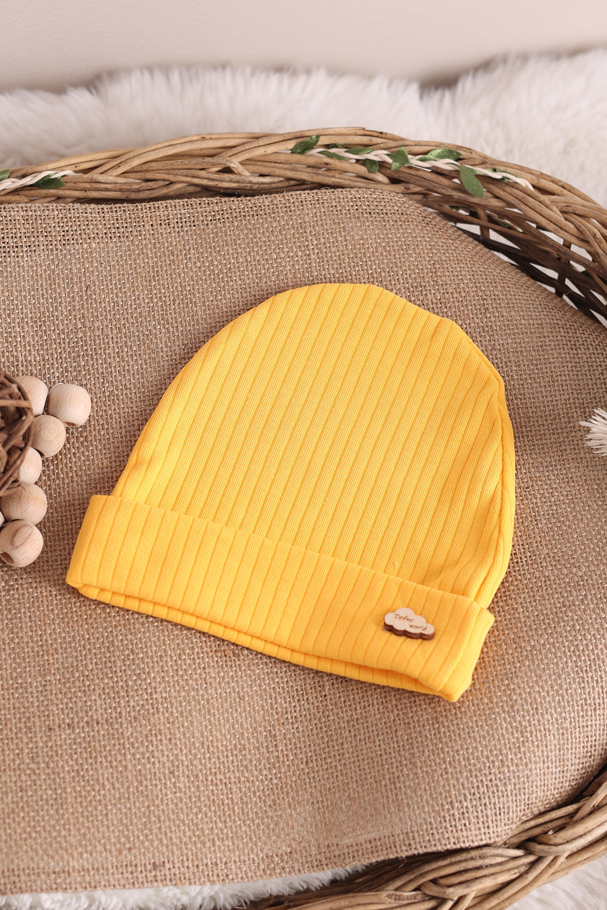 VaVbaby%20Raporlu%20Bebek%20Bere%20Penye%20Bebek%20Bere%20Bebek%20Şapka%20Sarı