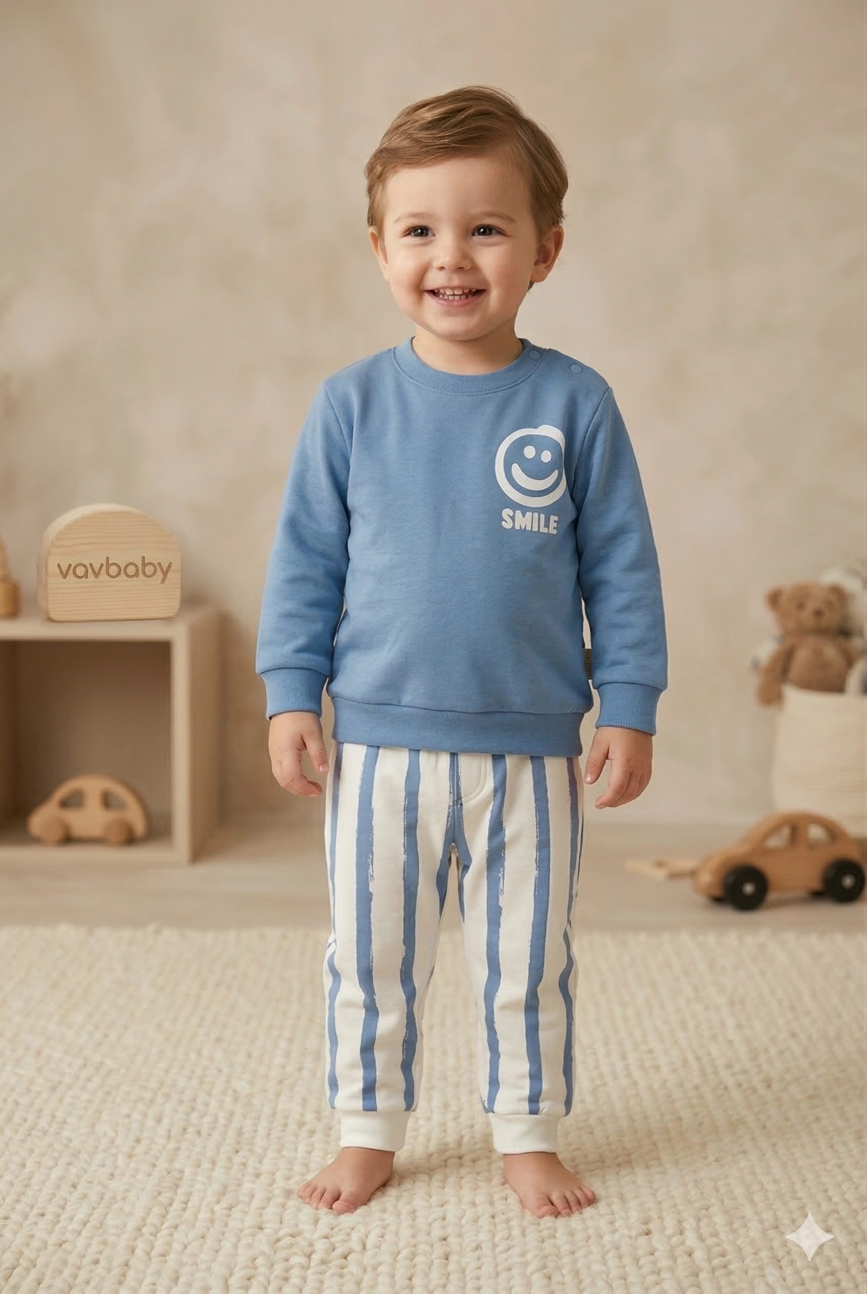Erkek%20Bebek%20Smile%20Baskılı%20Lacivert%20Alt%20Üst%20Takım%20Mavi