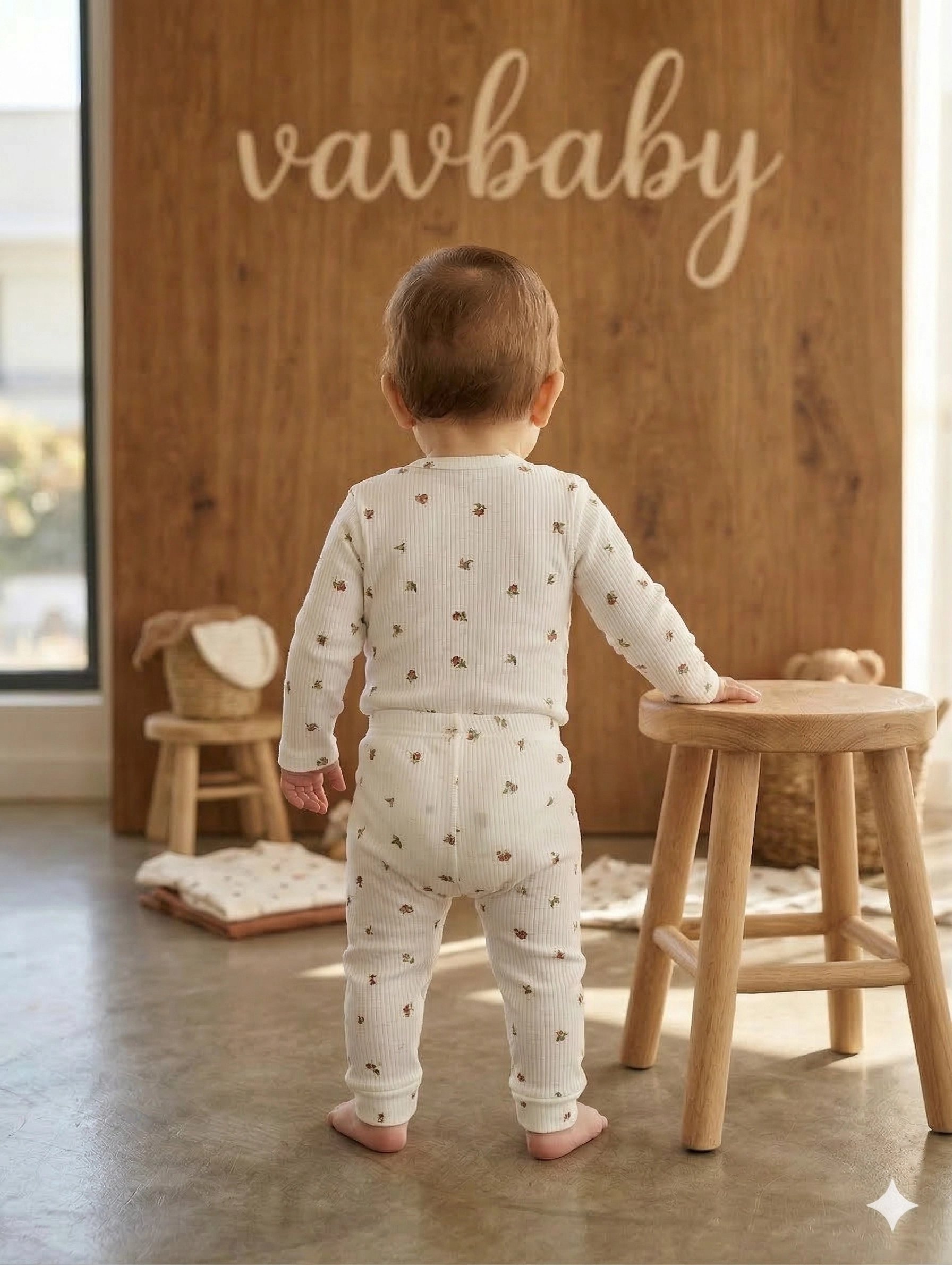 Vavbaby%202li%20Desenli%20%100%20Pamuklu%20Kız%20Bebek%20Body%20Pantolon%20Takım-Beyaz%20