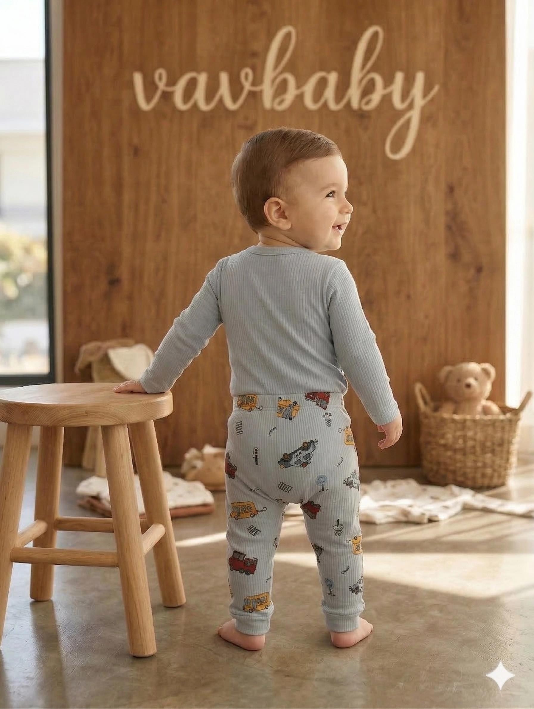 Vavbaby%202li%20Desenli%20%100%20Pamuklu%20Kız%20Bebek%20Body%20Pantolon%20Takım-Araba