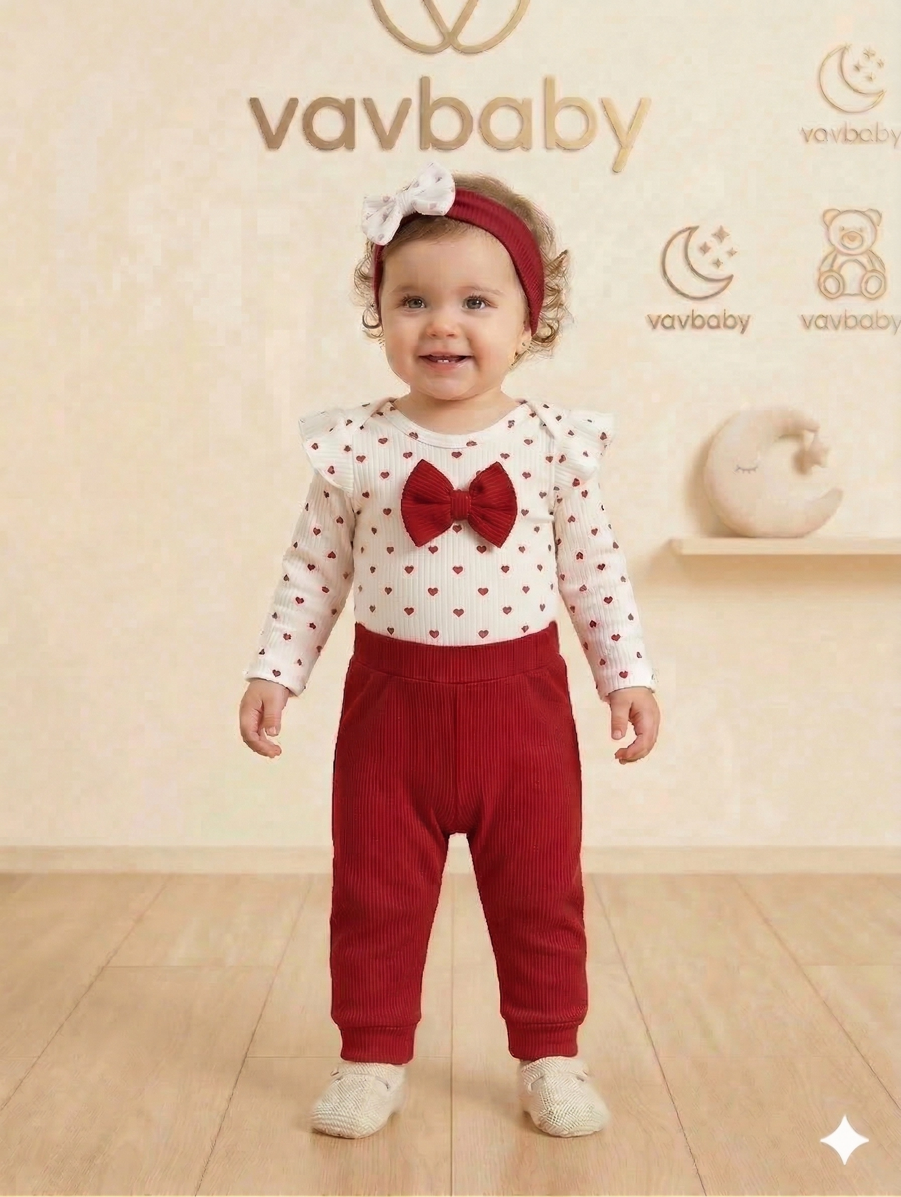 Kız%20Bebek%20Kalp%20Desenli%20Fiyonklu%20Çıtçıtlı%20Zıbın%20ve%20Bandanalı%20Alt%20Üst%203%20lü%20Takım-Kırmızı