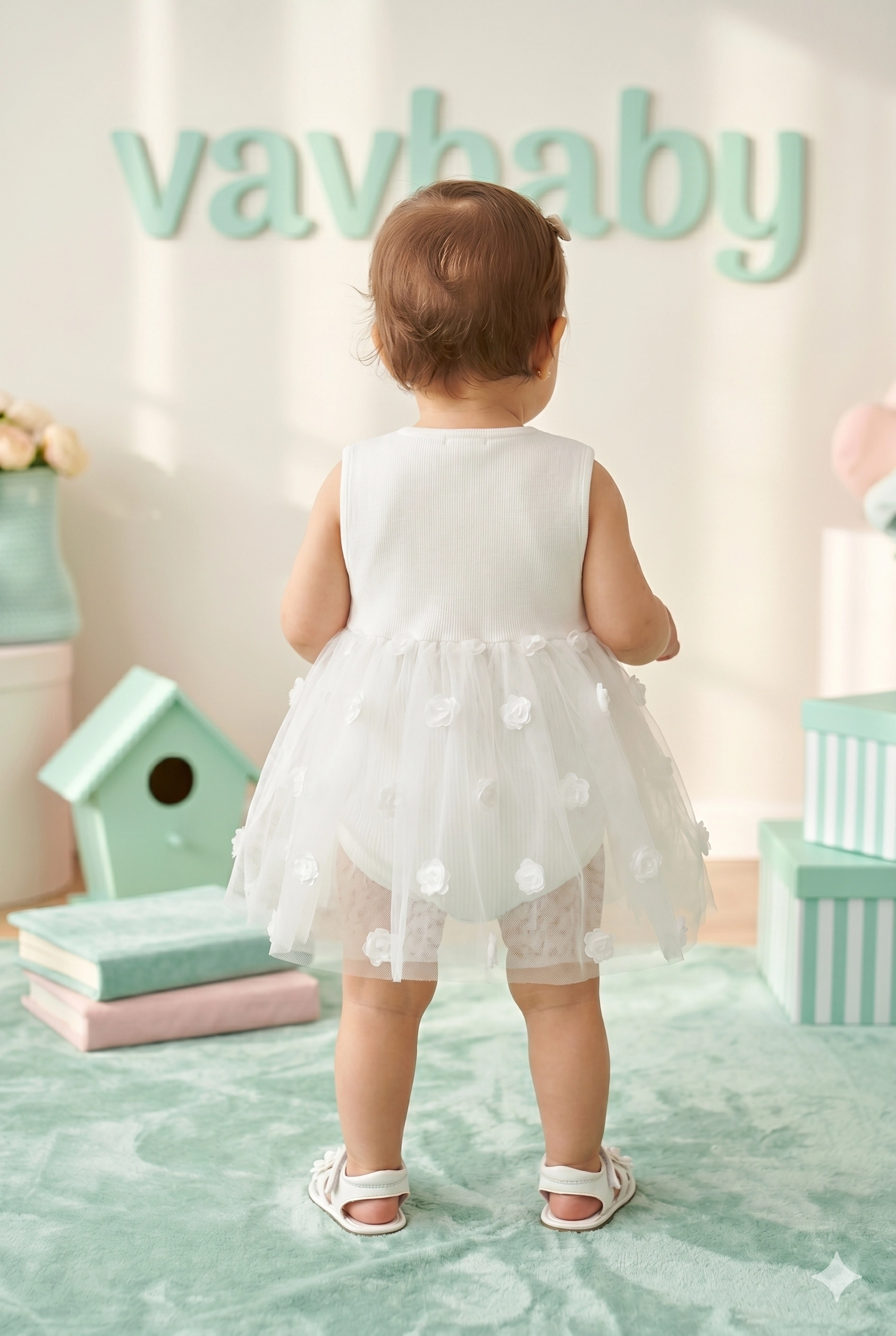 Kız%20Bebek%20Gül%20Nakışlı%20Tül%20Detaylı%20Tütü%20Elbise%20Beyaz