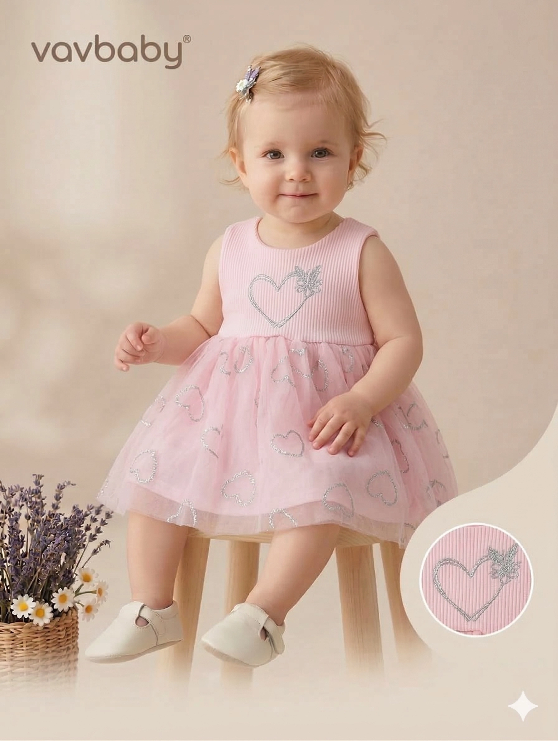 Kız%20Bebek%20Kalp%20Nakışlı%20Tül%20Detaylı%20Tütü%20Elbise%20Pembe