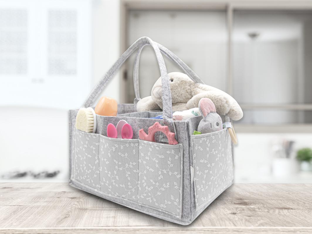 Babyjem%20Keçe%20Anne%20Bebek%20Bakım%20Çantası%20Gri%20Çiçek
