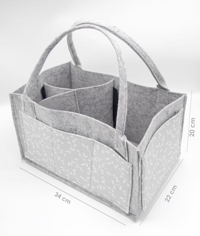 Babyjem%20Keçe%20Anne%20Bebek%20Bakım%20Çantası%20Gri%20Çiçek