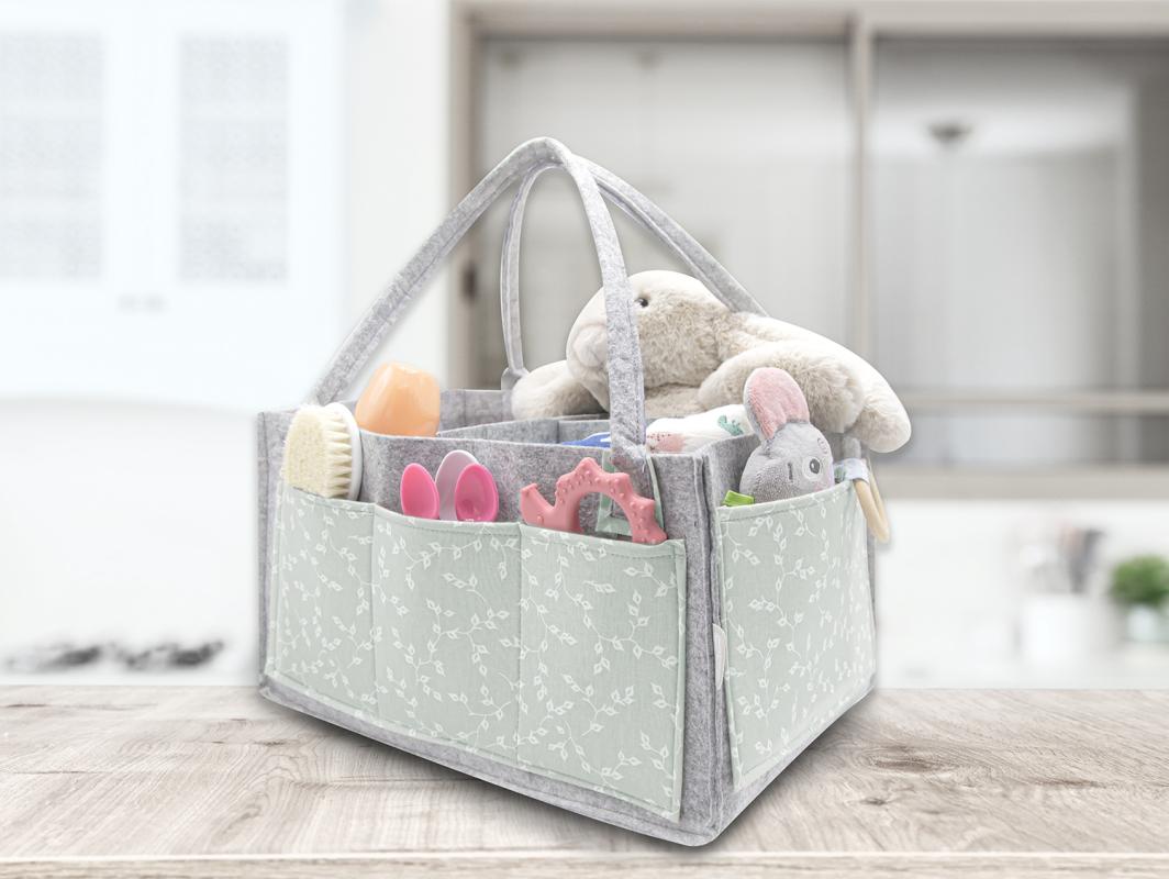 Babyjem%20Keçe%20Anne%20Bebek%20Bakım%20Çantası%20Yeşil%20Çiçek