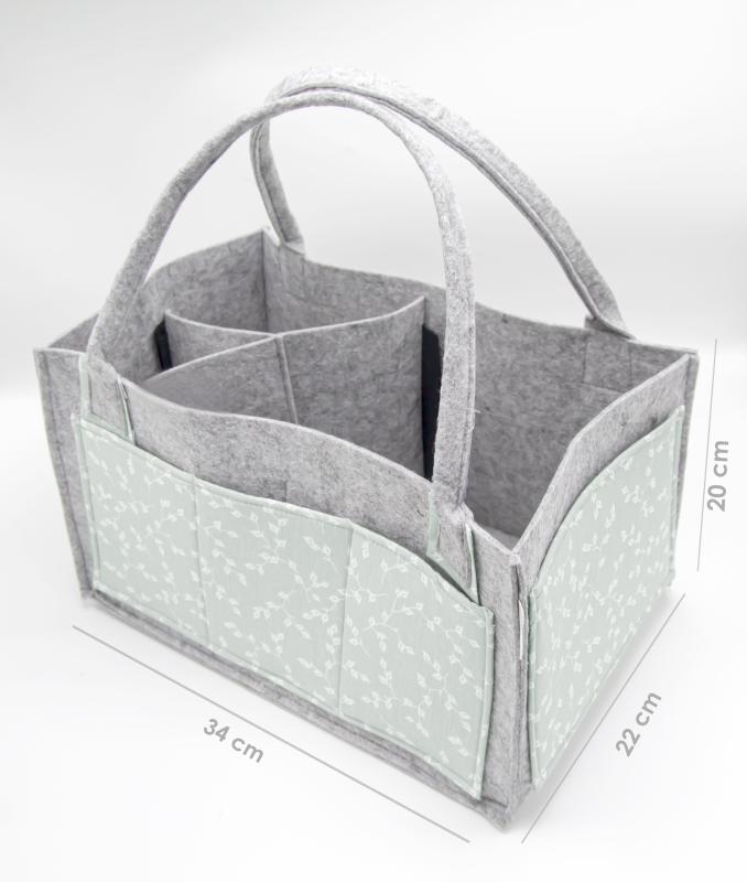 Babyjem%20Keçe%20Anne%20Bebek%20Bakım%20Çantası%20Yeşil%20Çiçek