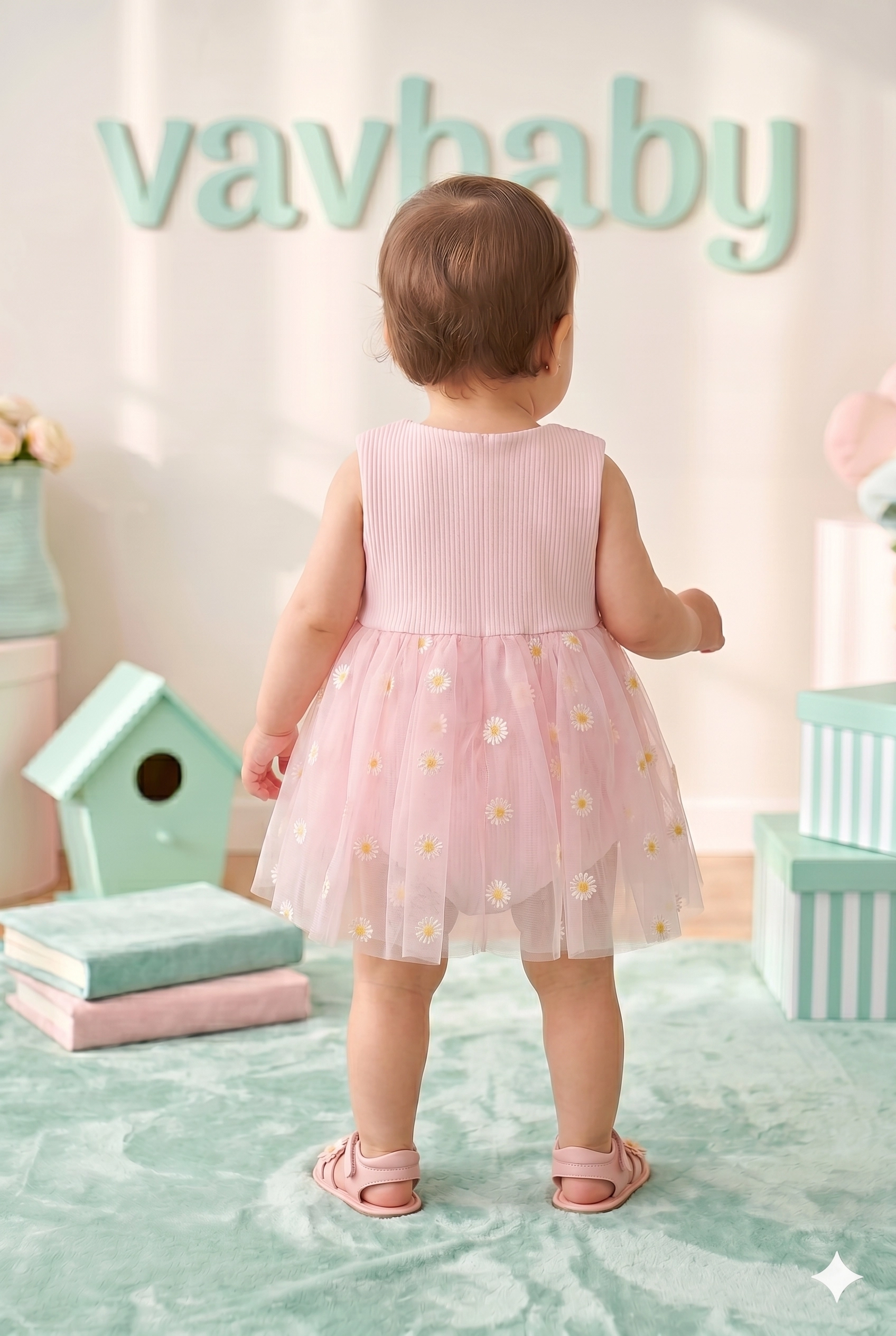 Kız%20Bebek%20Papatya%20Kabartma%20Desenli%20Çıtçıtlı%20Badi%20Zıbın%20Tütü%20Elbise-Pembe