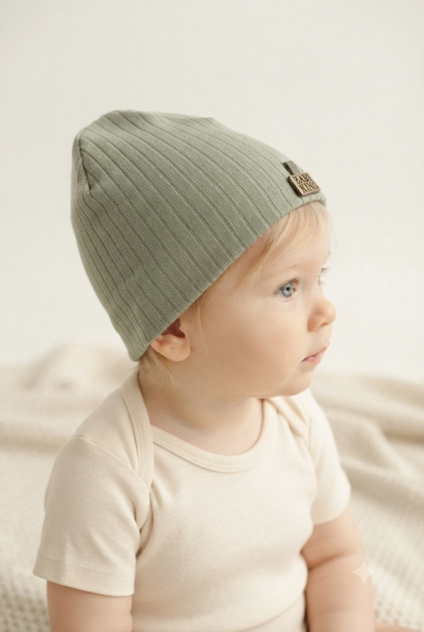 Organik%20Pamuklu,%20Yumuşak%20Dokulu,%20Ribanalı%20Düz%20Model%203’lü%20Set%20Unisex%20Bebek%20Şapkası-Kiremit-Yeşil-Krem