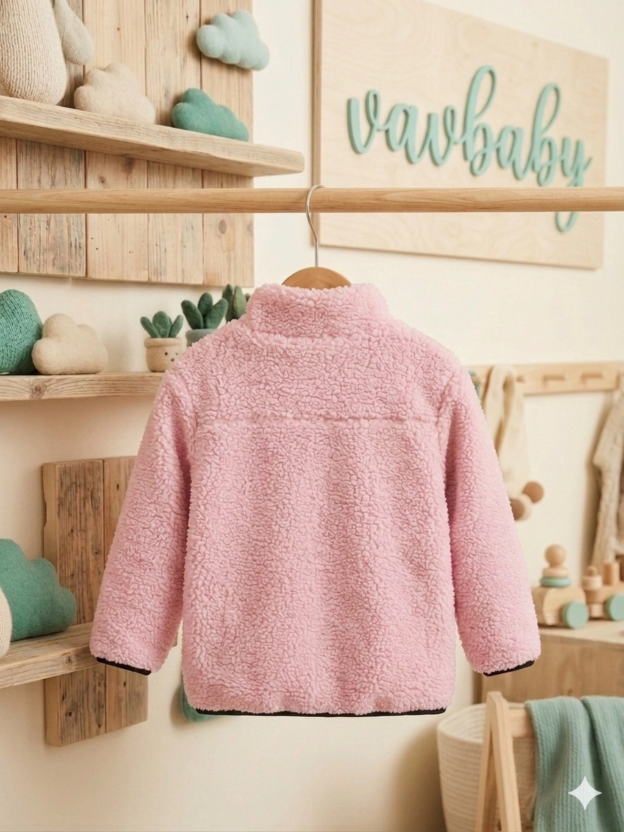 Welsoft%20Fermuarlı%20Yumuşak%20Dokulu%20Polar%20Çocuk%20Montu-Pembe