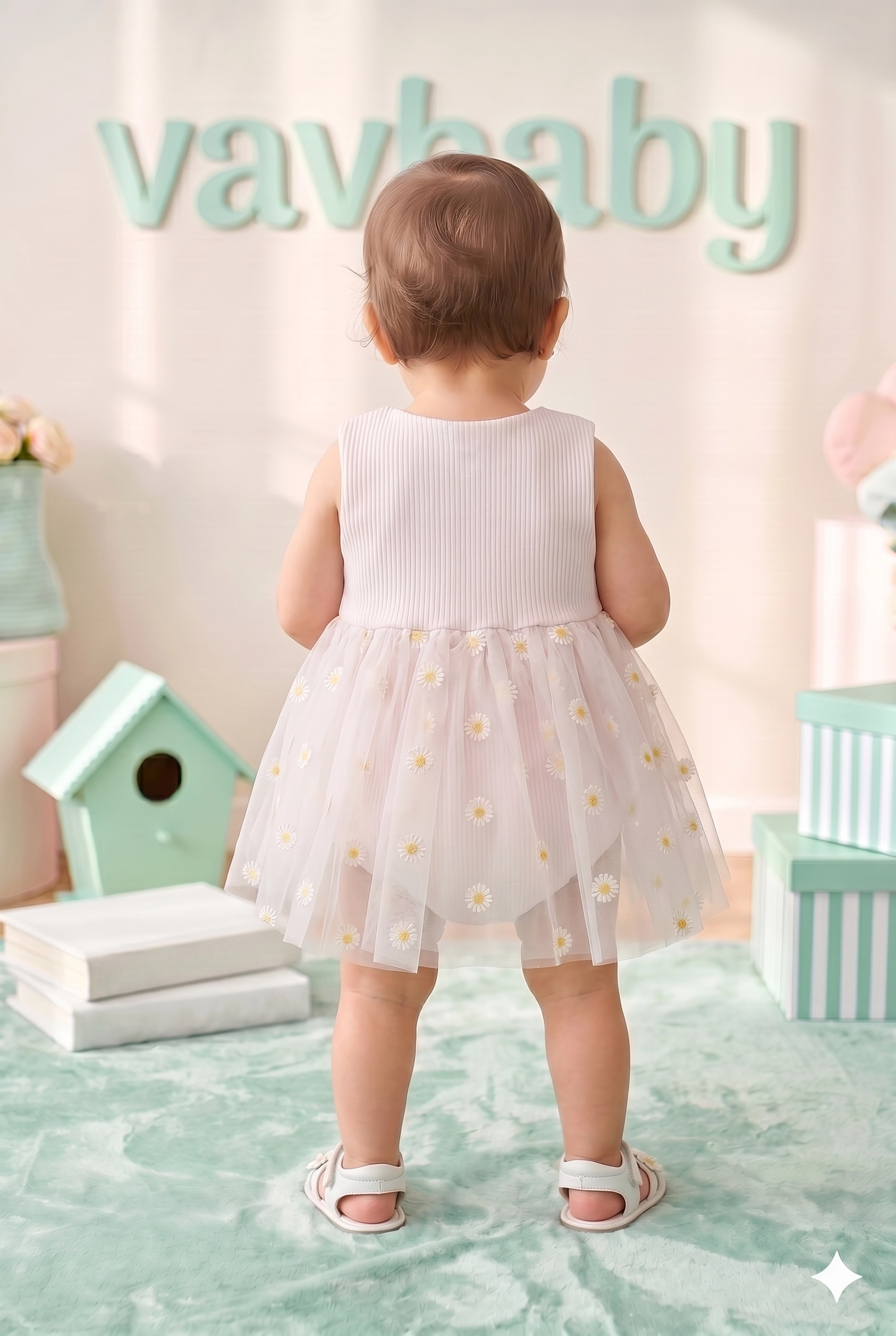 Kız%20Bebek%20Papatya%20Kabartma%20Desenli%20Çıtçıtlı%20Badi%20Zıbın%20Tütü%20Elbise-Beyaz