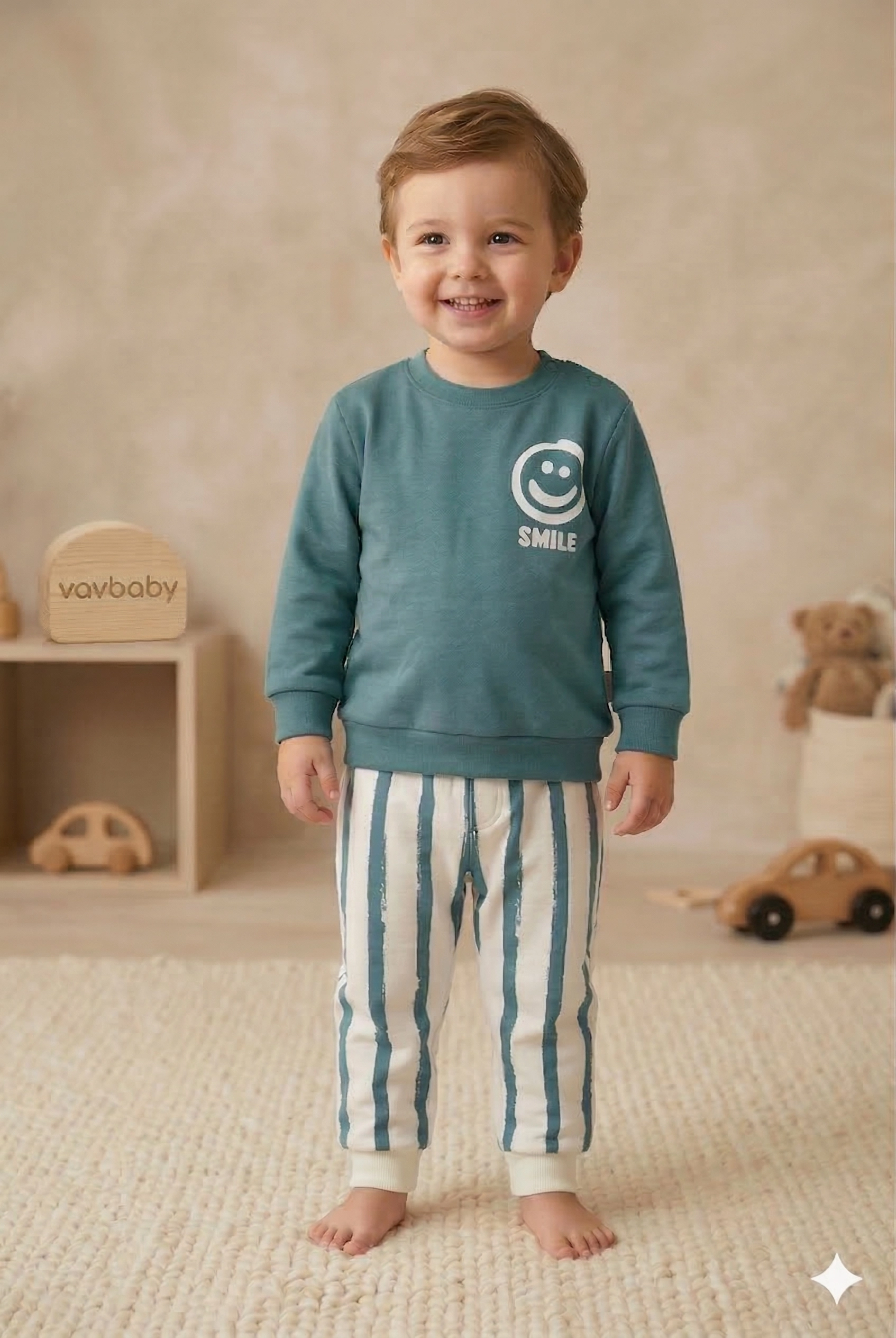 Erkek%20Bebek%20Smile%20Baskılı%20Lacivert%20Alt%20Üst%20Takım%20Yeşil