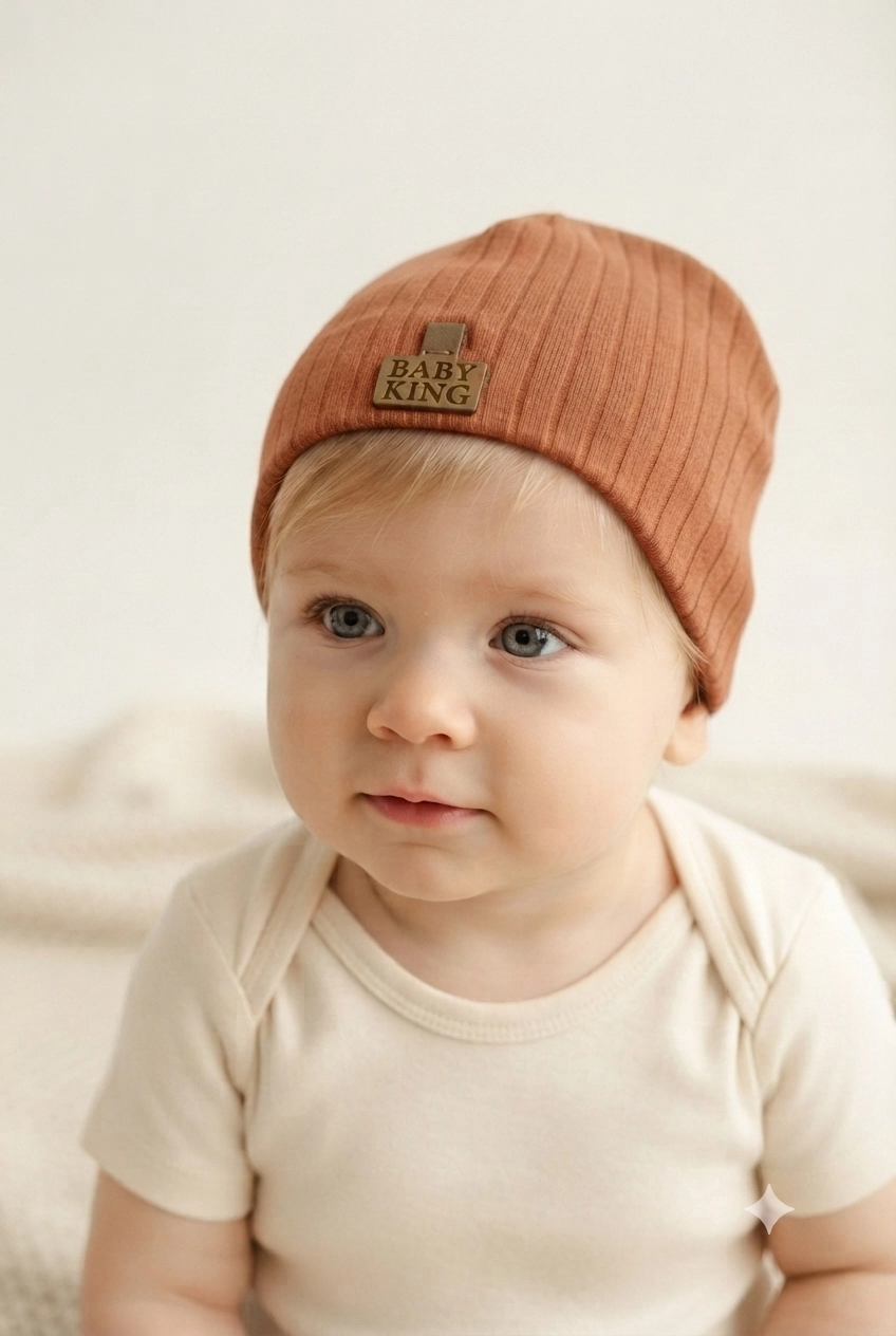 Organik%20Pamuklu,%20Yumuşak%20Dokulu,%20Ribanalı%20Düz%20Model%203’lü%20Set%20Unisex%20Bebek%20Şapkası-Kiremit-Yeşil-Krem