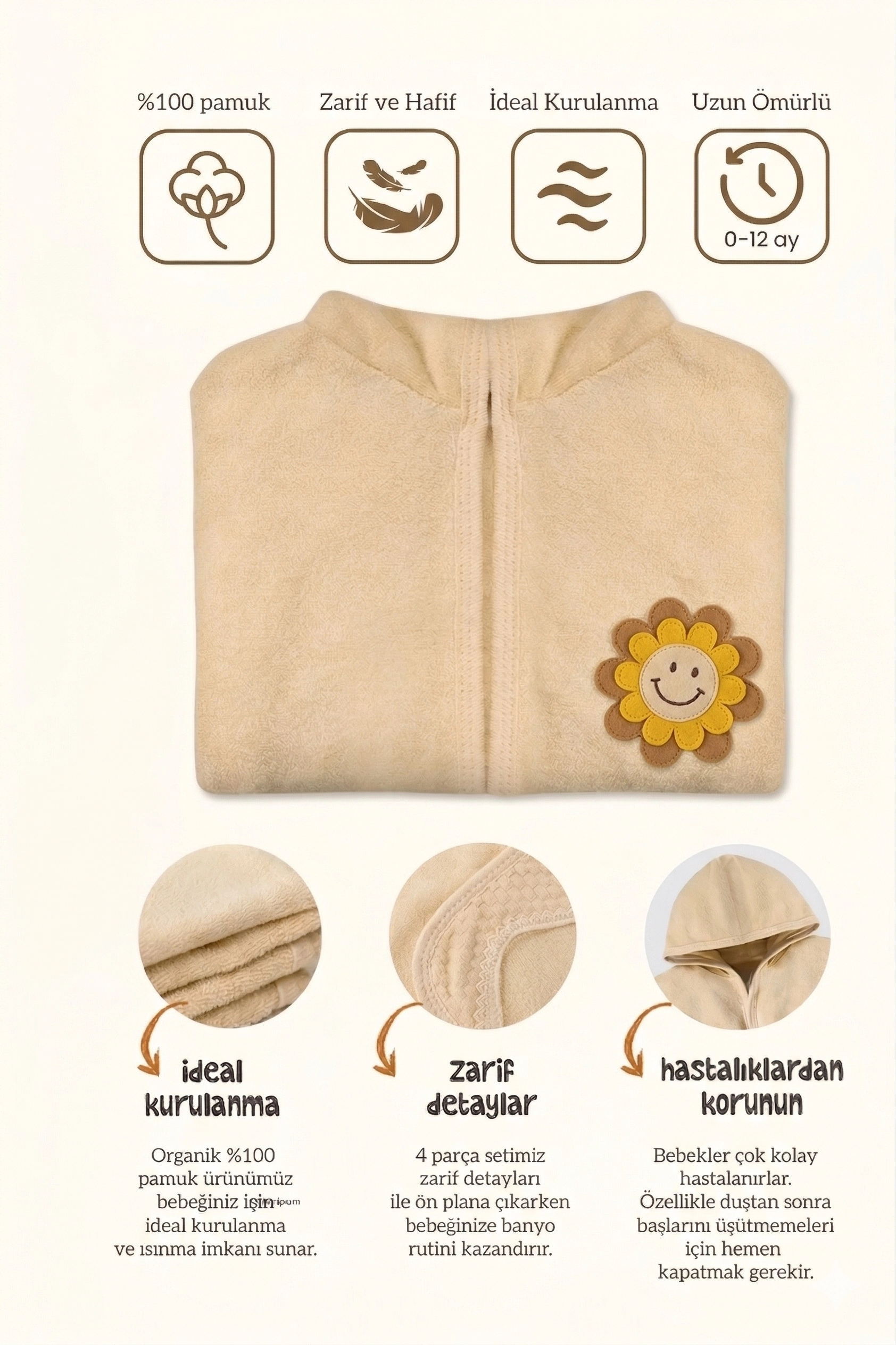 Organik%20Bambu%20Bebek%20Havlu%20Bornoz%20Seti%20Bebek%20Havlu%20Kundak%20Çiçek