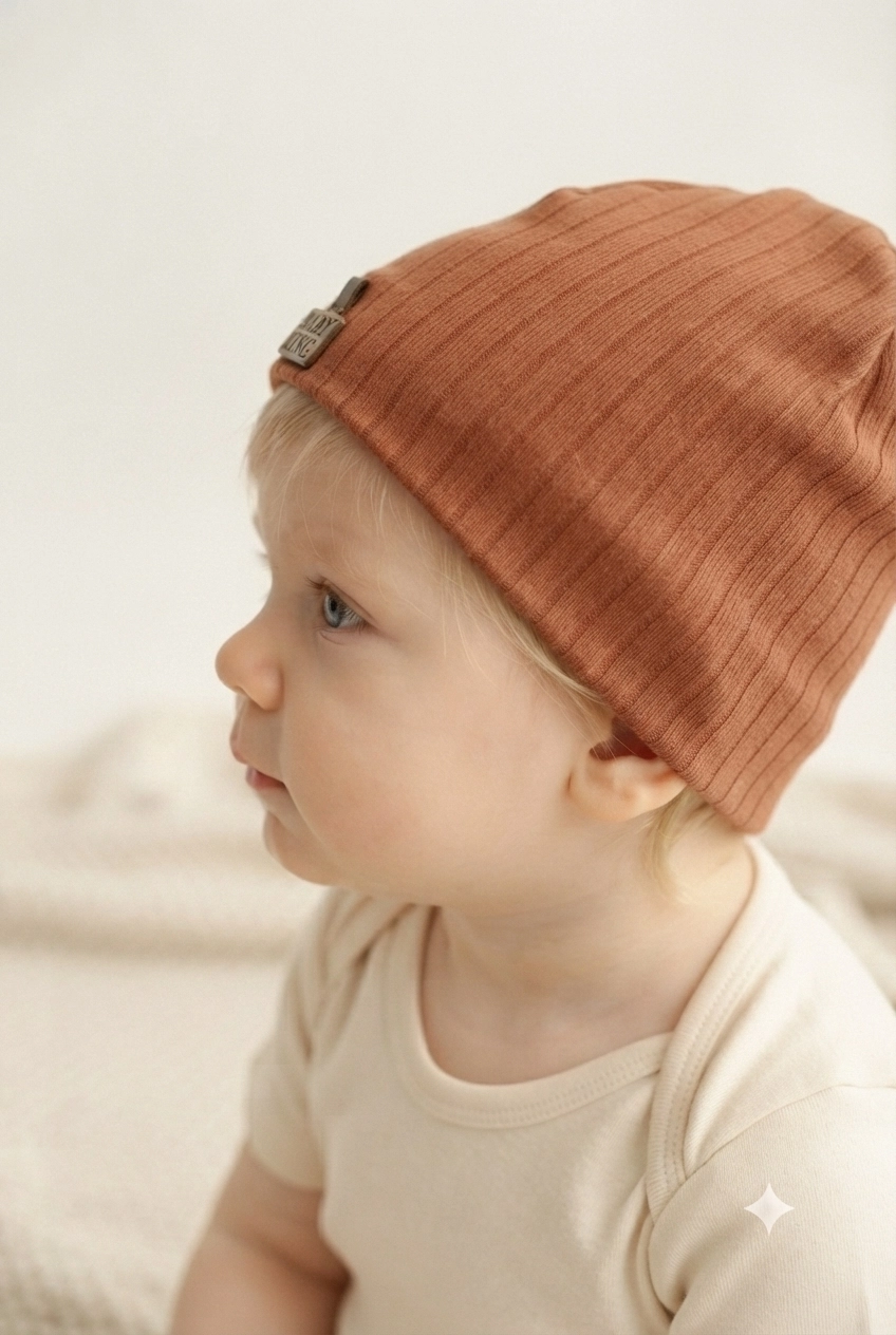 Organik%20Pamuklu,%20Yumuşak%20Dokulu,%20Ribanalı%20Düz%20Model%203’lü%20Set%20Unisex%20Bebek%20Şapkası-Kiremit-Yeşil-Krem