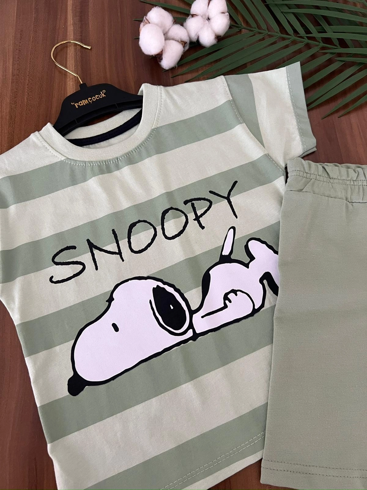 VaVbaby%20Snoopy%20Baskılı%20Erkek%20Yazlık%20Şortlu%20Takım