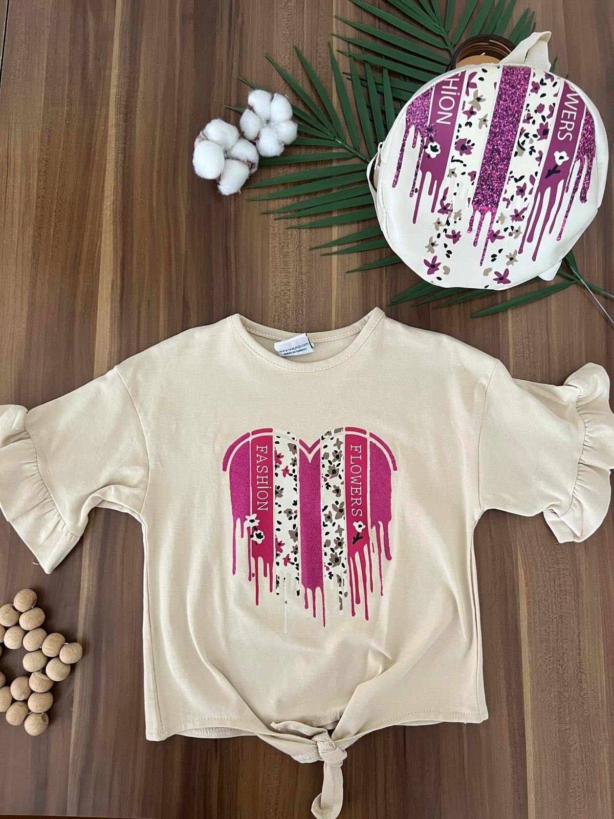 VaVbaby%20Yazlık%20Çiçekli%20Etekli%20Kalp%20Çantalı%20Takım
