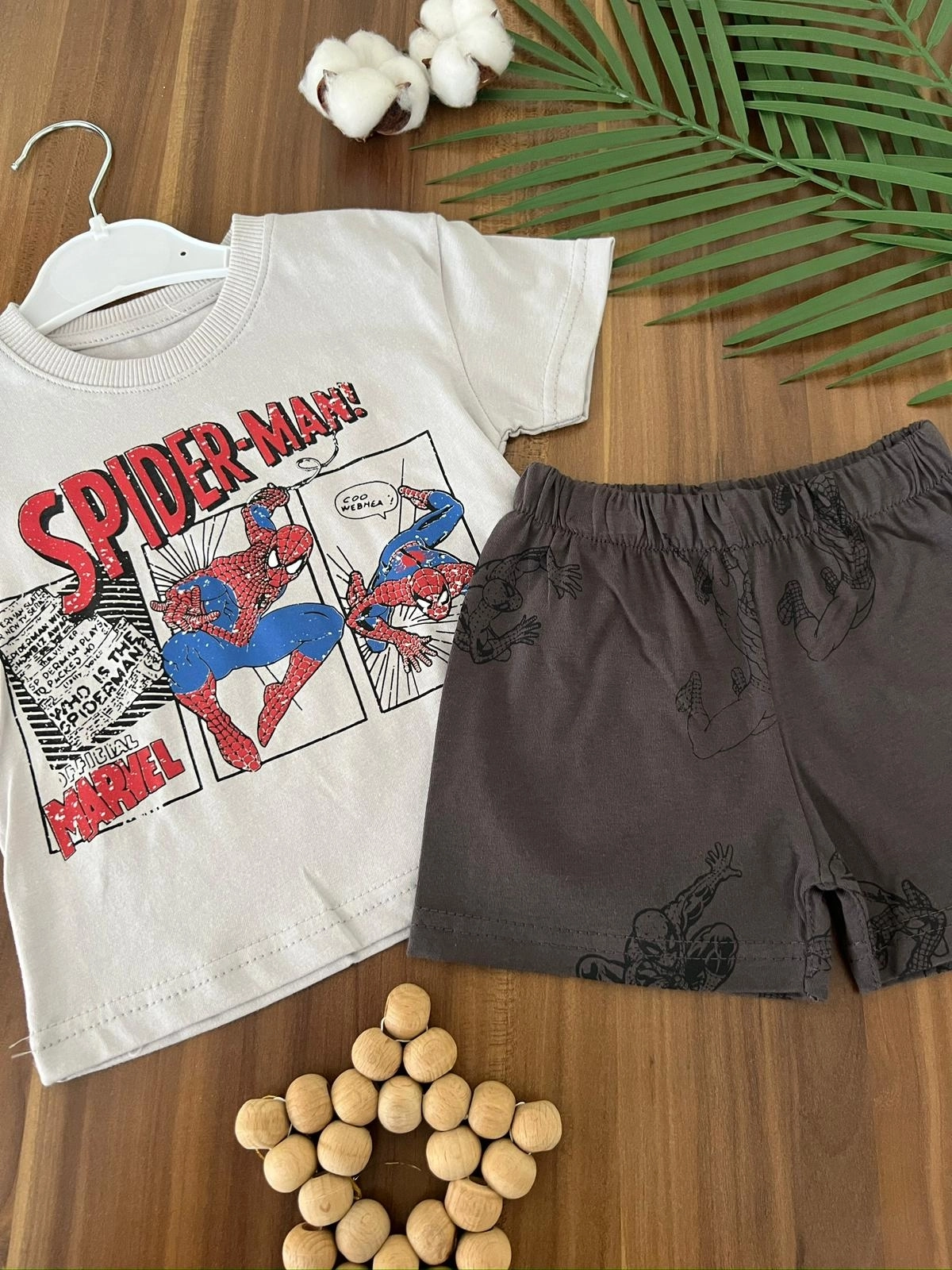 VaVbaby%20Spiderman%20Örümcek%20Adam%20Baskılı%20Yazlık%20Erkek%20Çocuk%20Şortlu%20Takım