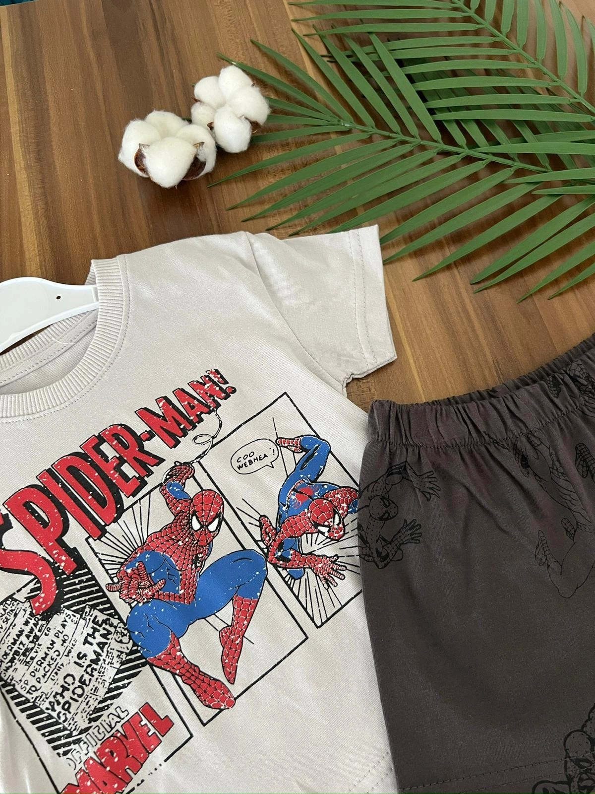 VaVbaby%20Spiderman%20Örümcek%20Adam%20Baskılı%20Yazlık%20Erkek%20Çocuk%20Şortlu%20Takım