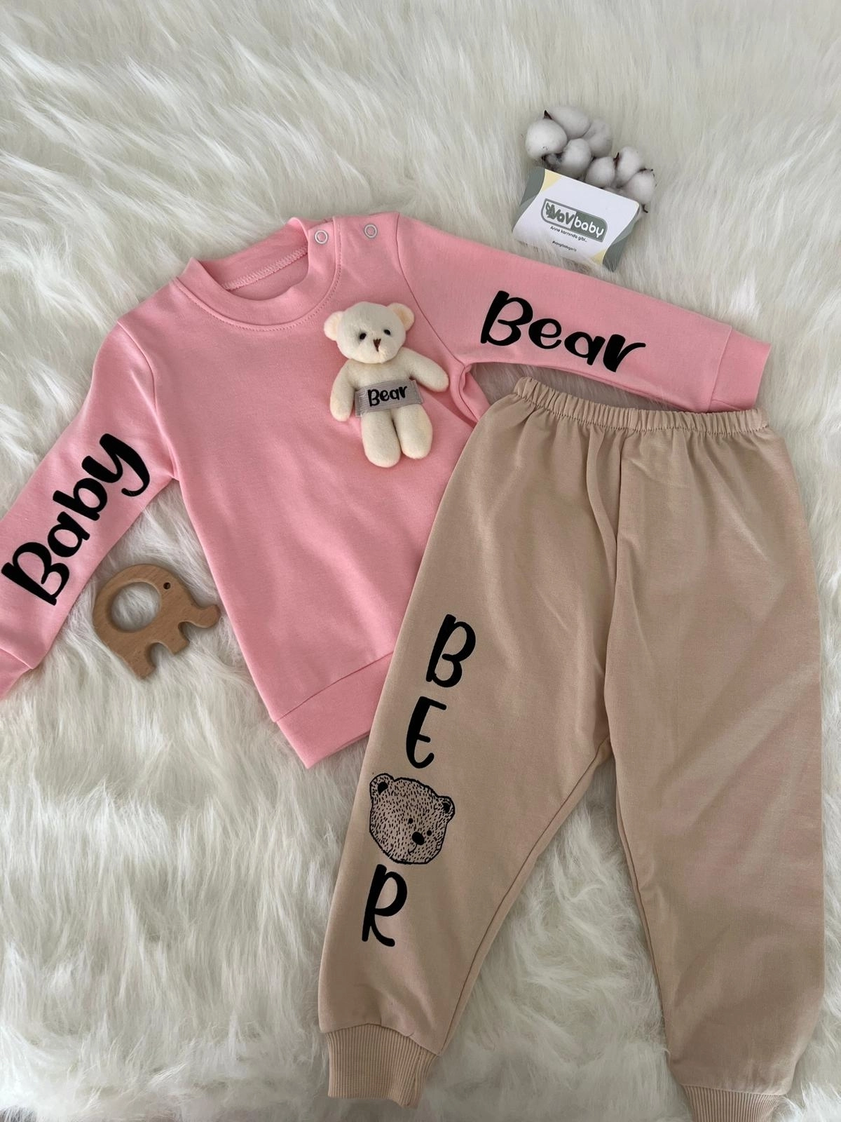 VaVbaby%20Ayıcıklı%20Bebek%20Penye%20Takım%20Bebek%20Pijama%20Takımı