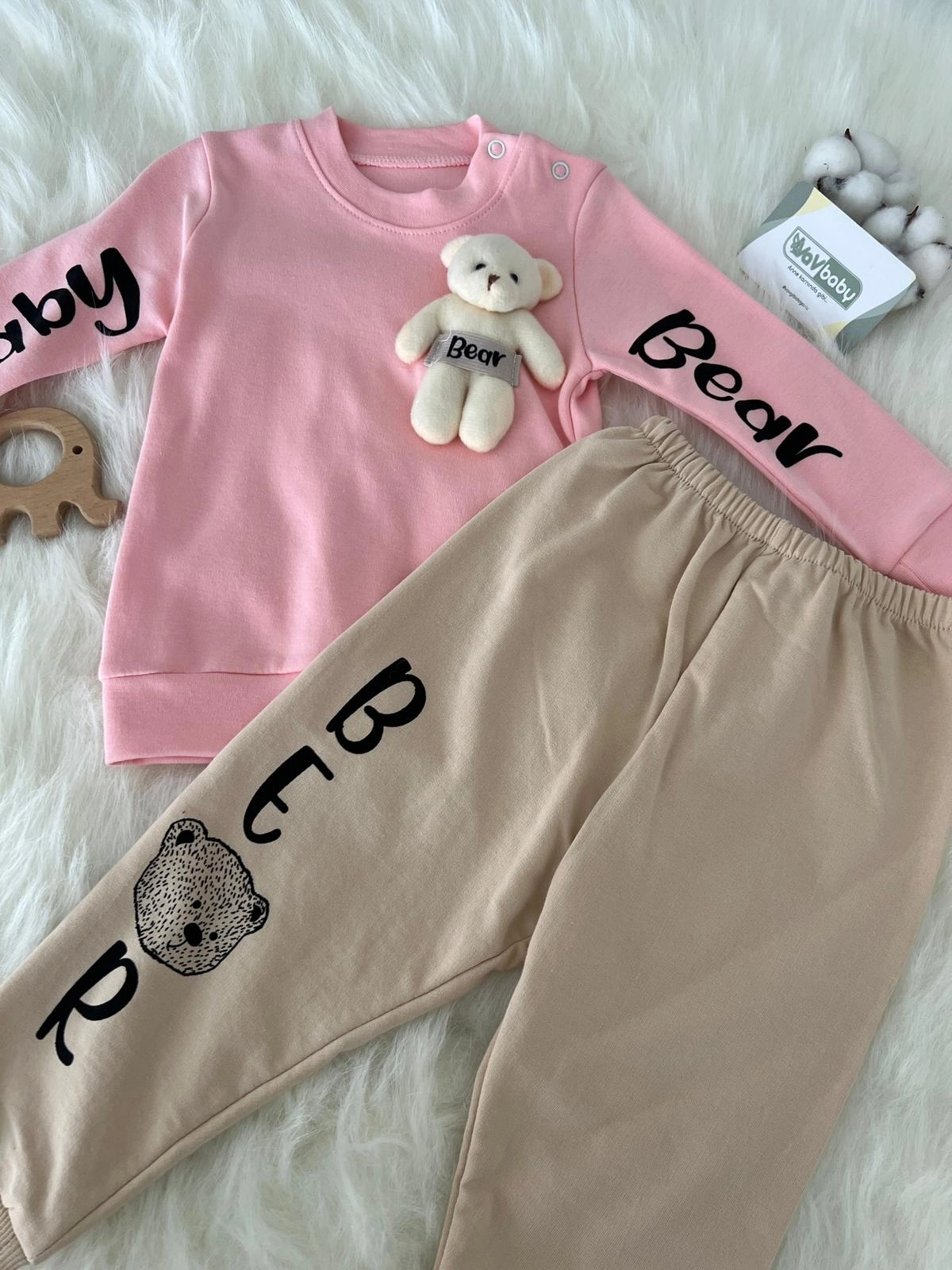 VaVbaby%20Ayıcıklı%20Bebek%20Penye%20Takım%20Bebek%20Pijama%20Takımı