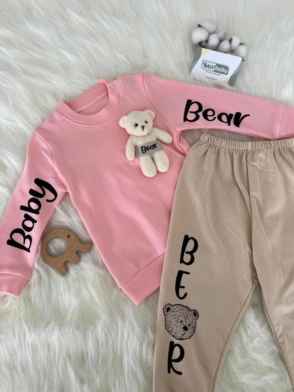 VaVbaby%20Ayıcıklı%20Bebek%20Penye%20Takım%20Bebek%20Pijama%20Takımı