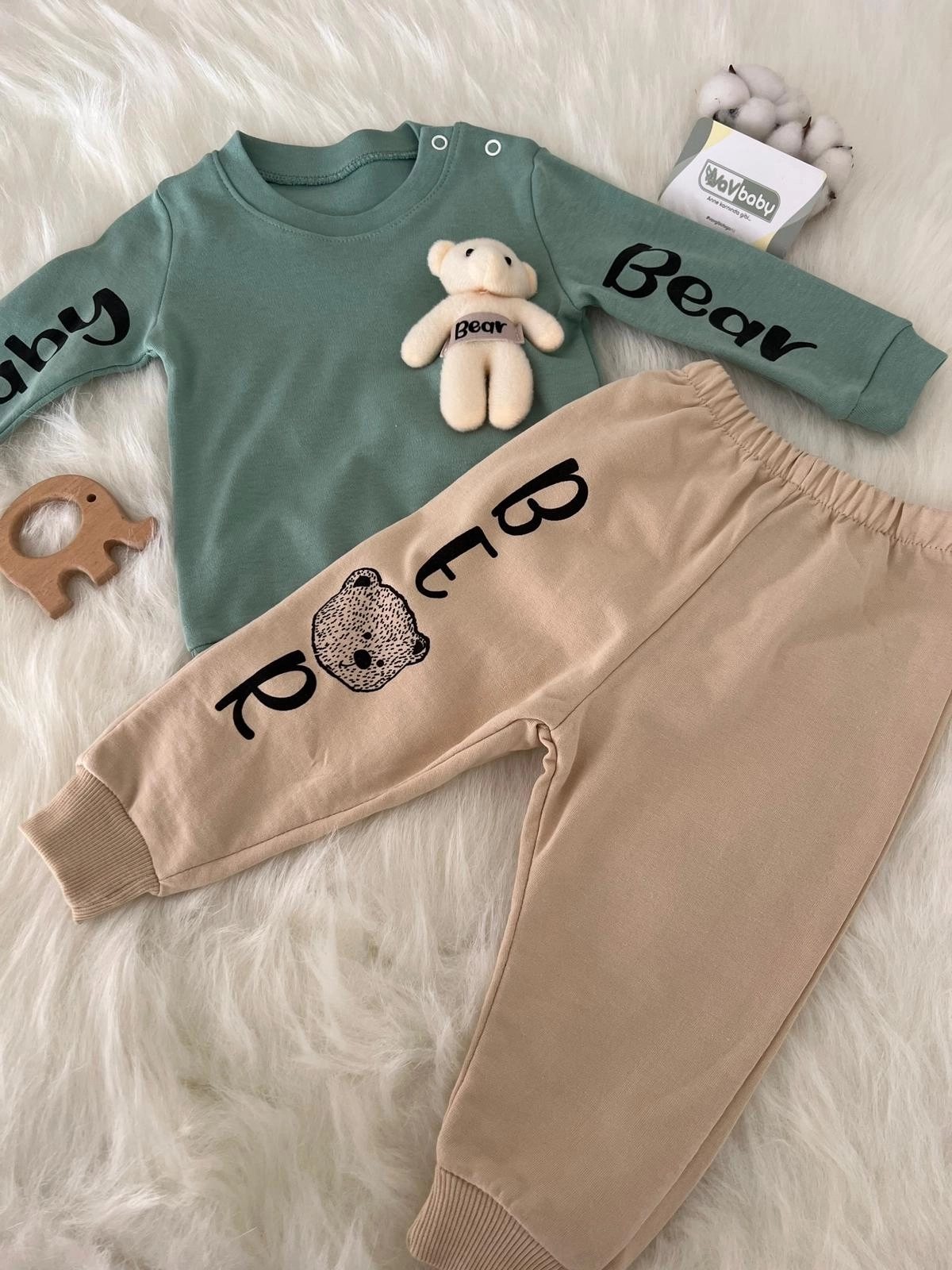 VaVbaby%20Ayıcıklı%20Bebek%20Penye%20Takım%20Bebek%20Pijama%20Takımı