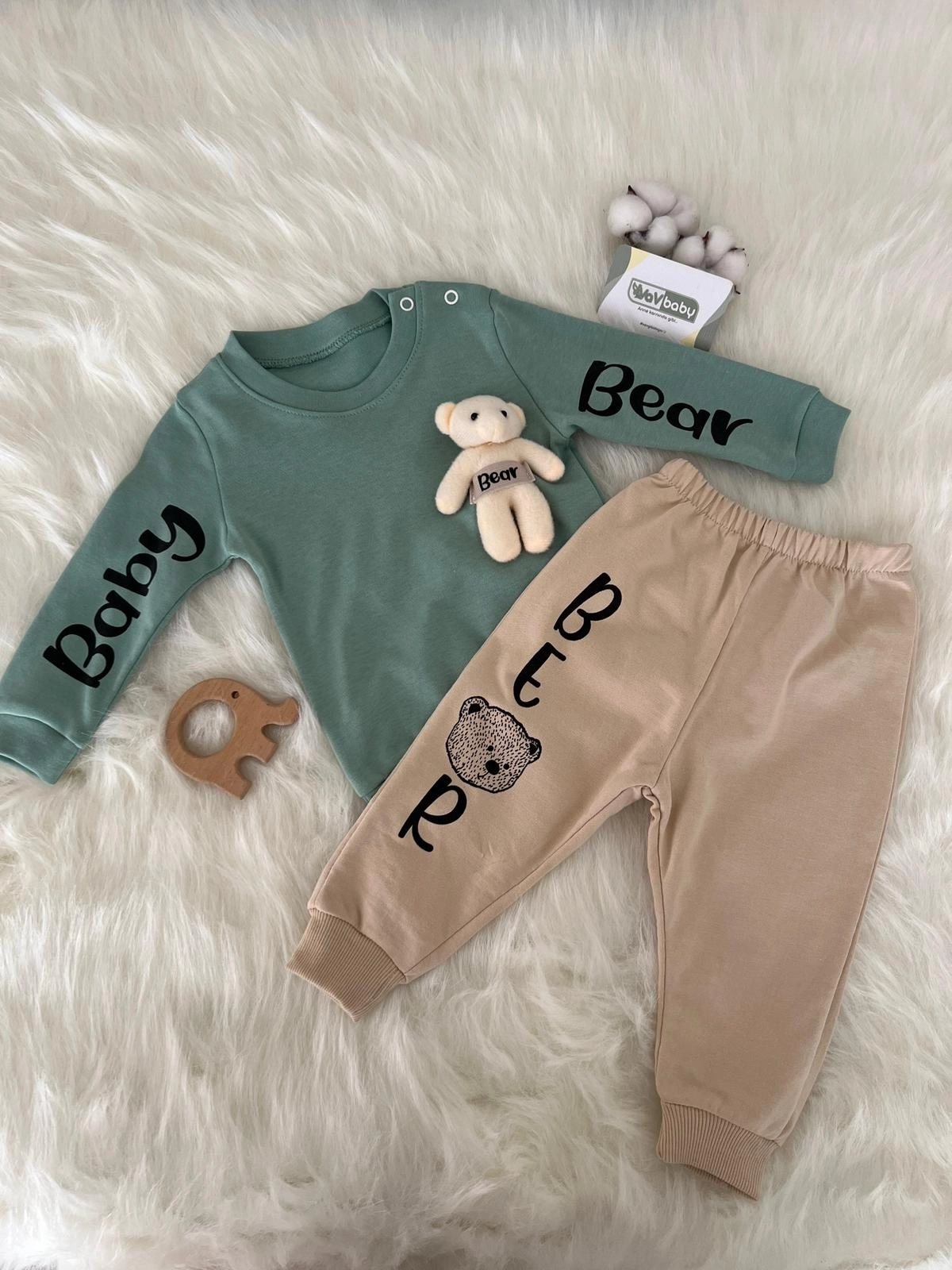 VaVbaby%20Ayıcıklı%20Bebek%20Penye%20Takım%20Bebek%20Pijama%20Takımı
