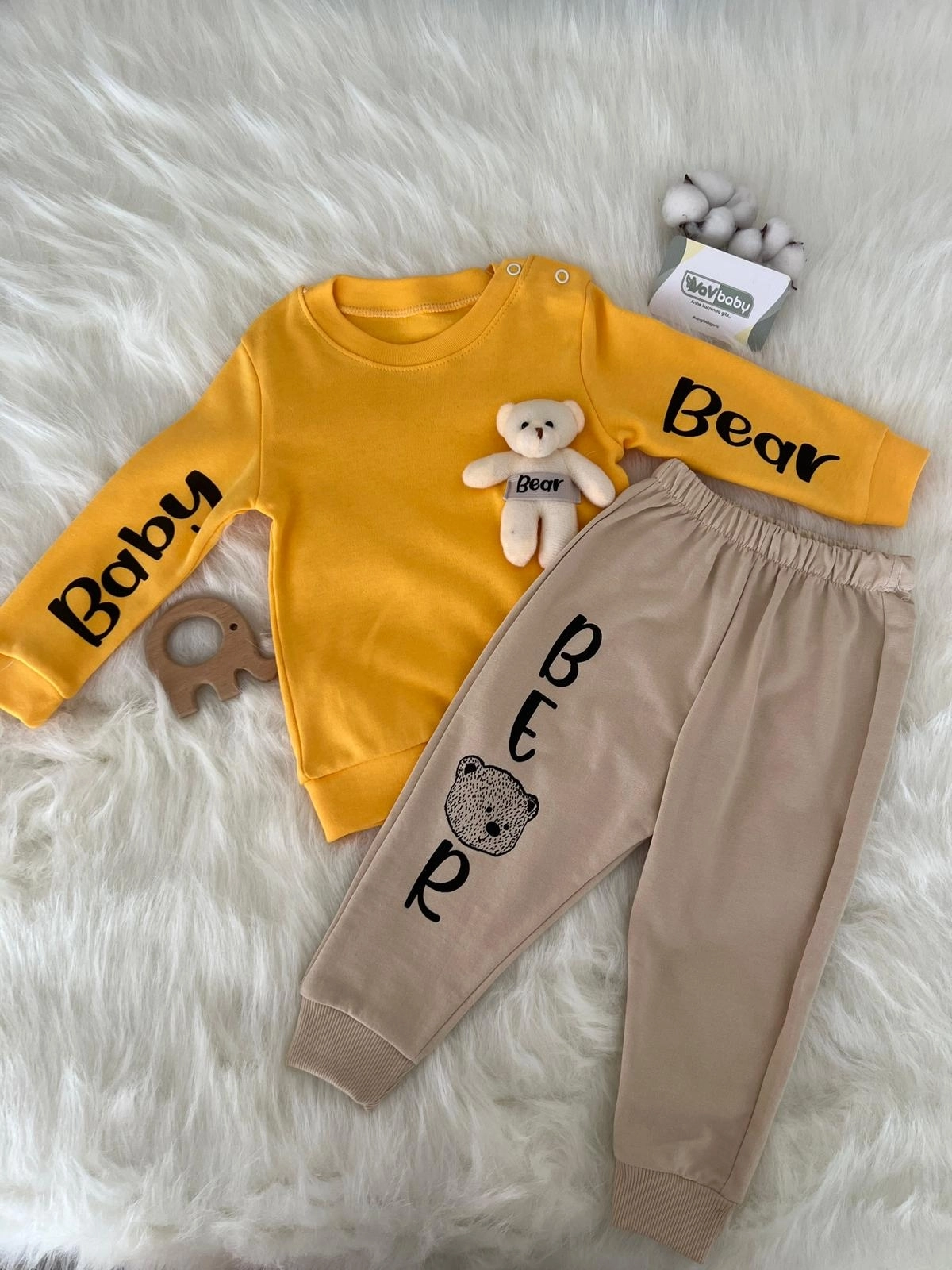VaVbaby%20Ayıcıklı%20Bebek%20Penye%20Takım%20Bebek%20Pijama%20Takımı