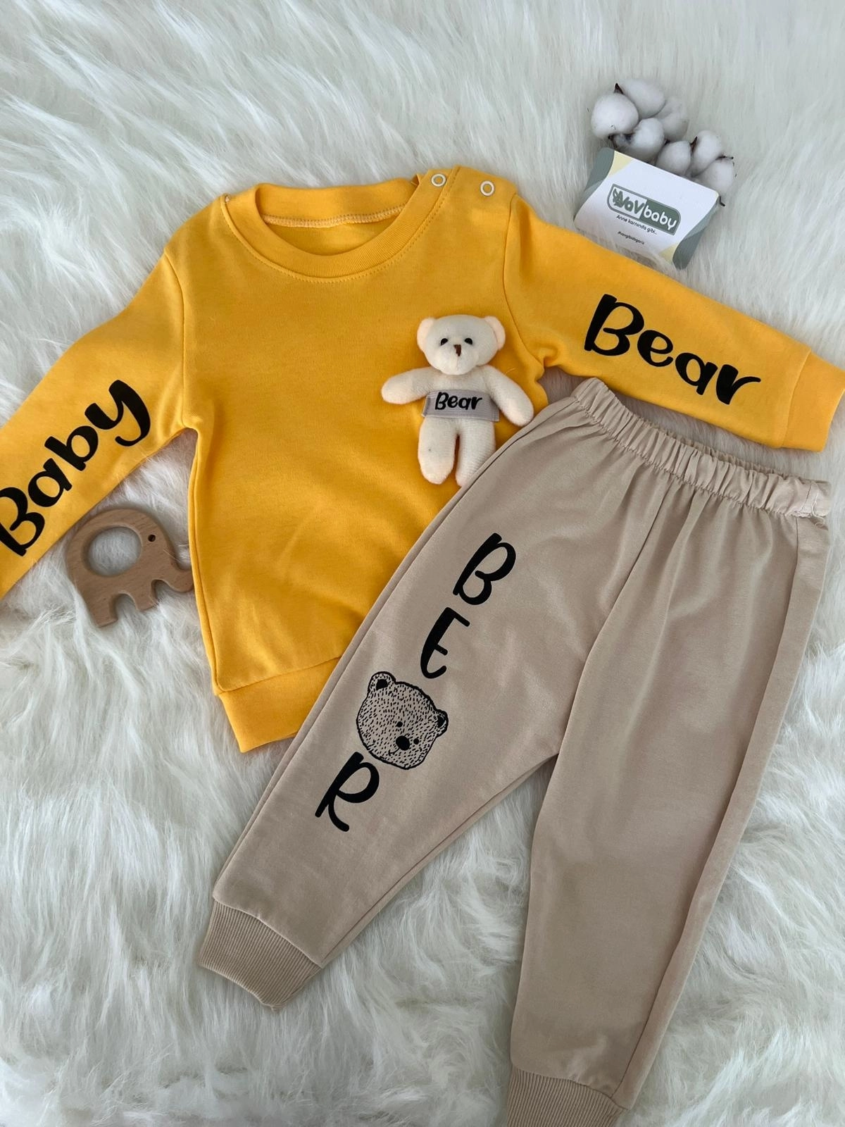 VaVbaby%20Ayıcıklı%20Bebek%20Penye%20Takım%20Bebek%20Pijama%20Takımı