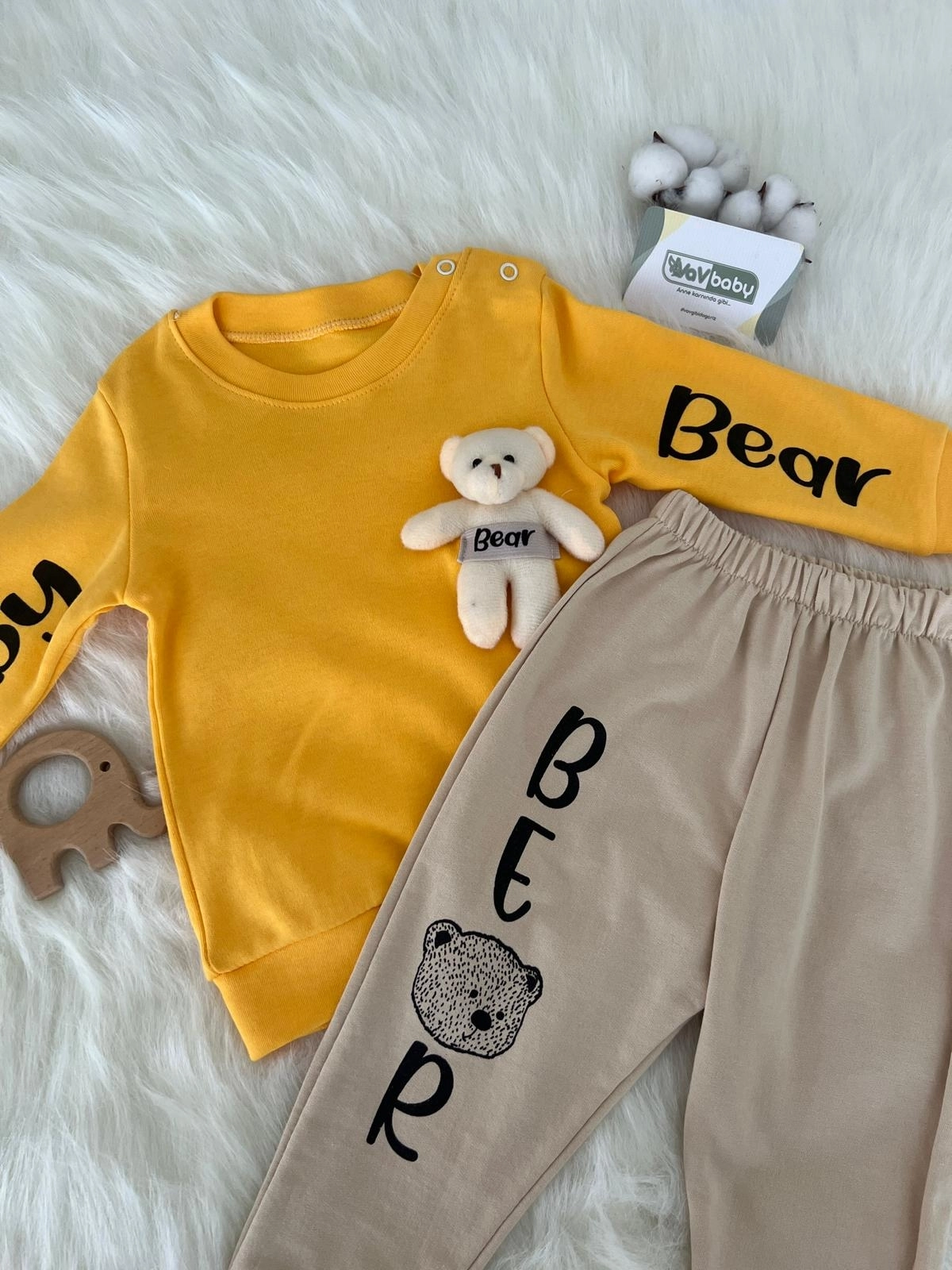 VaVbaby%20Ayıcıklı%20Bebek%20Penye%20Takım%20Bebek%20Pijama%20Takımı