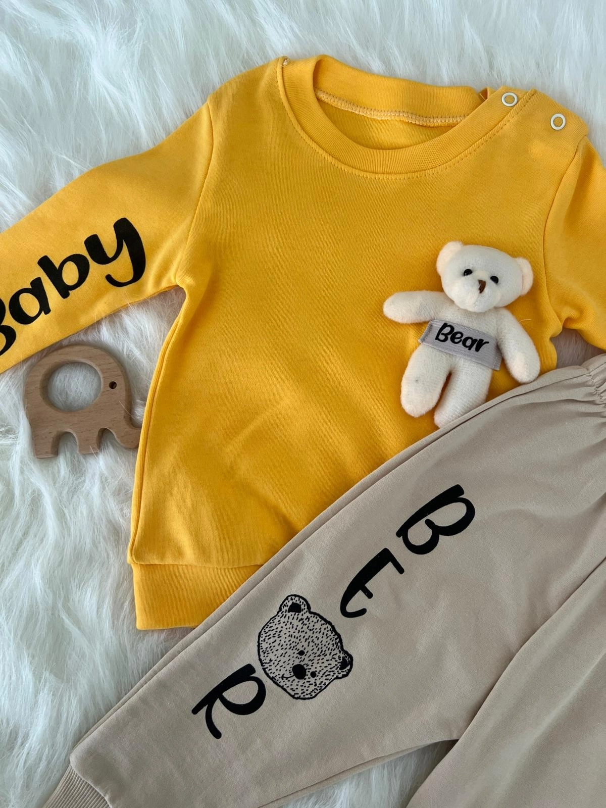 VaVbaby%20Ayıcıklı%20Bebek%20Penye%20Takım%20Bebek%20Pijama%20Takımı