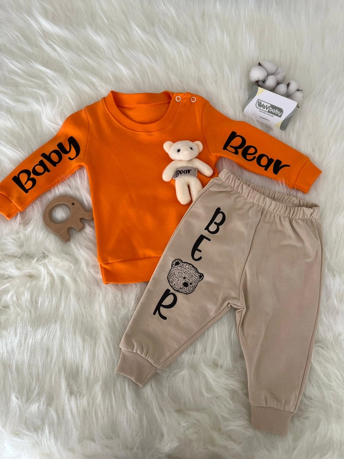 VaVbaby%20Ayıcıklı%20Bebek%20Penye%20Takım%20Bebek%20Pijama%20Takımı