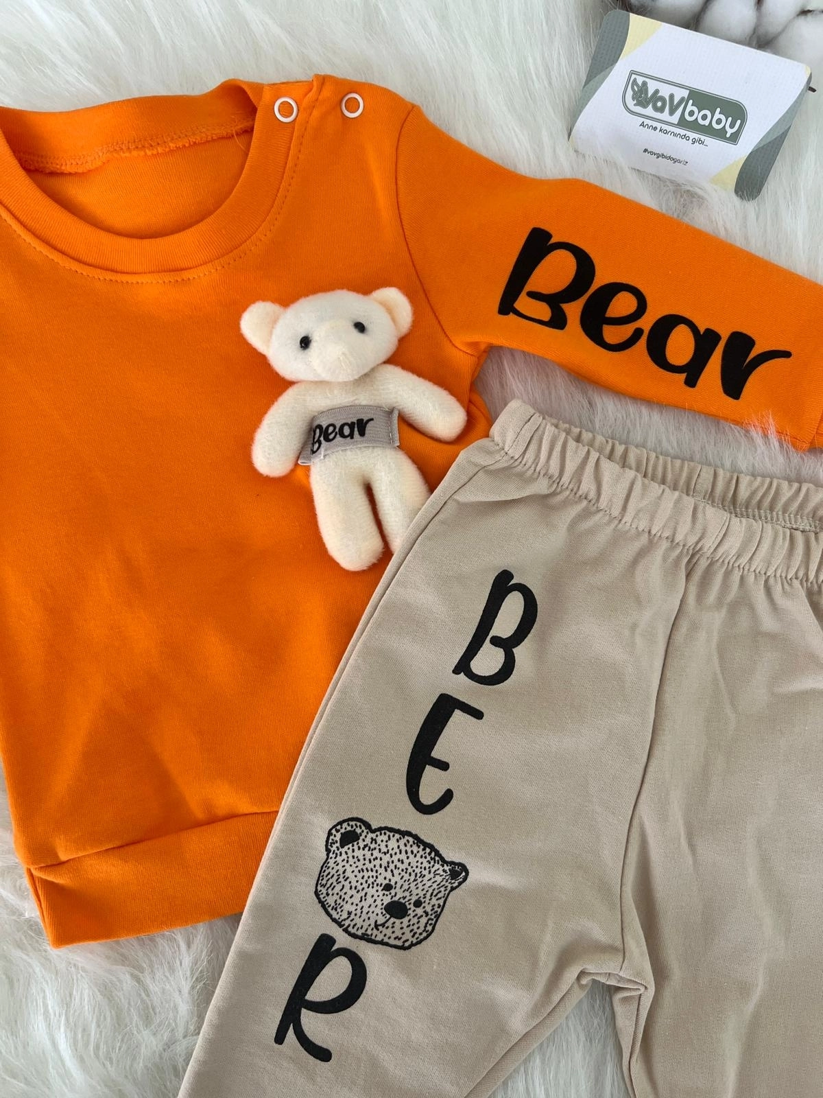 VaVbaby%20Ayıcıklı%20Bebek%20Penye%20Takım%20Bebek%20Pijama%20Takımı