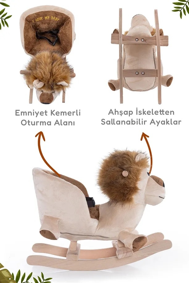 VaVbaby%20Sallanan%20At%20Ahşap%20Peluş%20Yumuşak%20-%20Aslan%20Bej