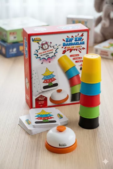 Zıp Zıp Bardaklar Dikkat, Hız ve Odaklanma Geliştirici Eğitici Kutu Oyunu