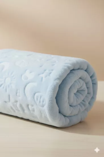 Yumuşak Dokulu Kabartma Desenli Peluş Bebek Battaniyesi