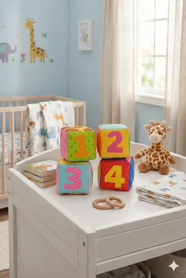 Renkli ve Eğlenceli Bebek Oyun Blokları - 4’lü Yumuşak Oyuncak Seti