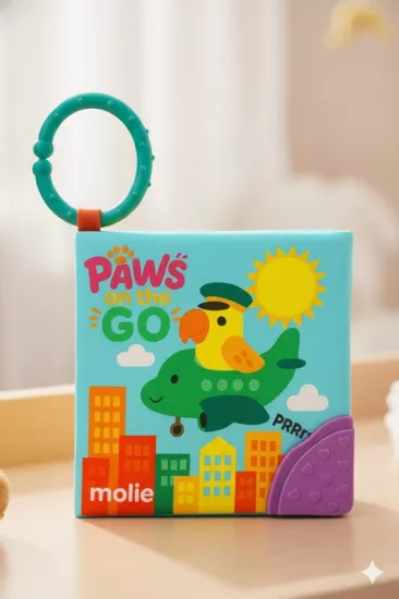 Diş Kaşıyıcılı ve Askılı İlk Aktivite Kitabım Hışırtılı Kitap - Taşıtlar İlk Bez Kitabım