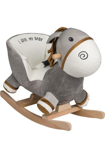 VaVbaby Sallanan At Ahşap Peluş Yumuşak - Eşek Gri