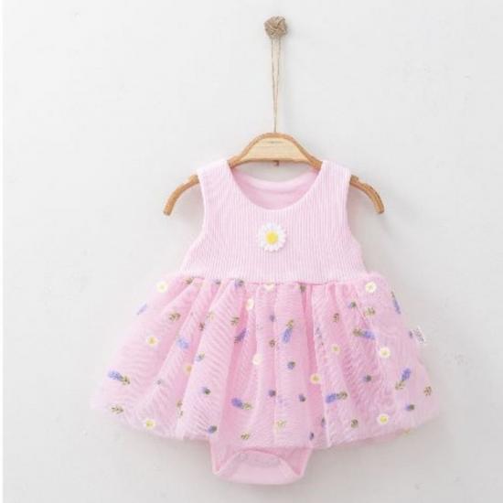 VaVbaby Kız Bebek Çocuk Prenses Kabarık Tütü Elbise Pembe Papatya-Lavanta