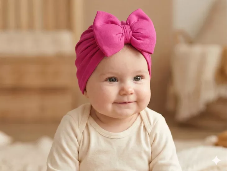 Kız Bebek Lüks Desenli Büyük Fiyonklu Bebek Bonesi - Bebek Saç Bandı Leopar