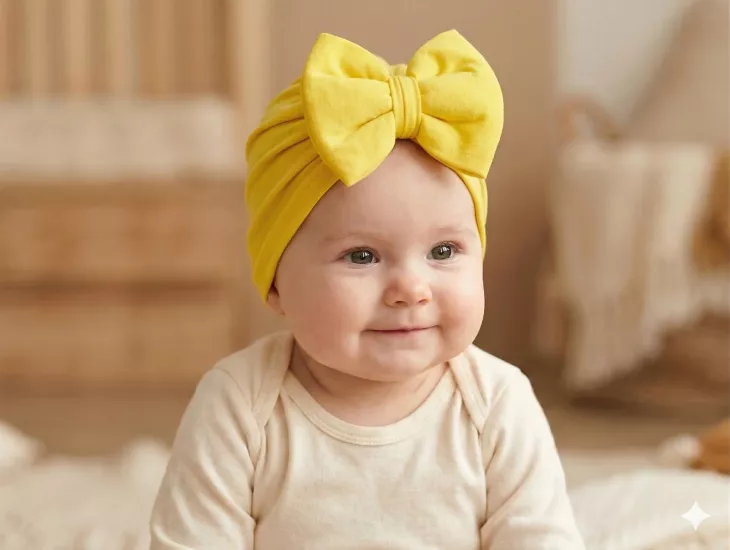 Kız Bebek Lüks Desenli Büyük Fiyonklu Bebek Bonesi - Bebek Saç Bandı Leopar