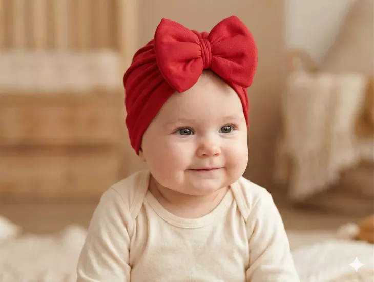 Kız Bebek Lüks Desenli Büyük Fiyonklu Bebek Bonesi - Bebek Saç Bandı Leopar